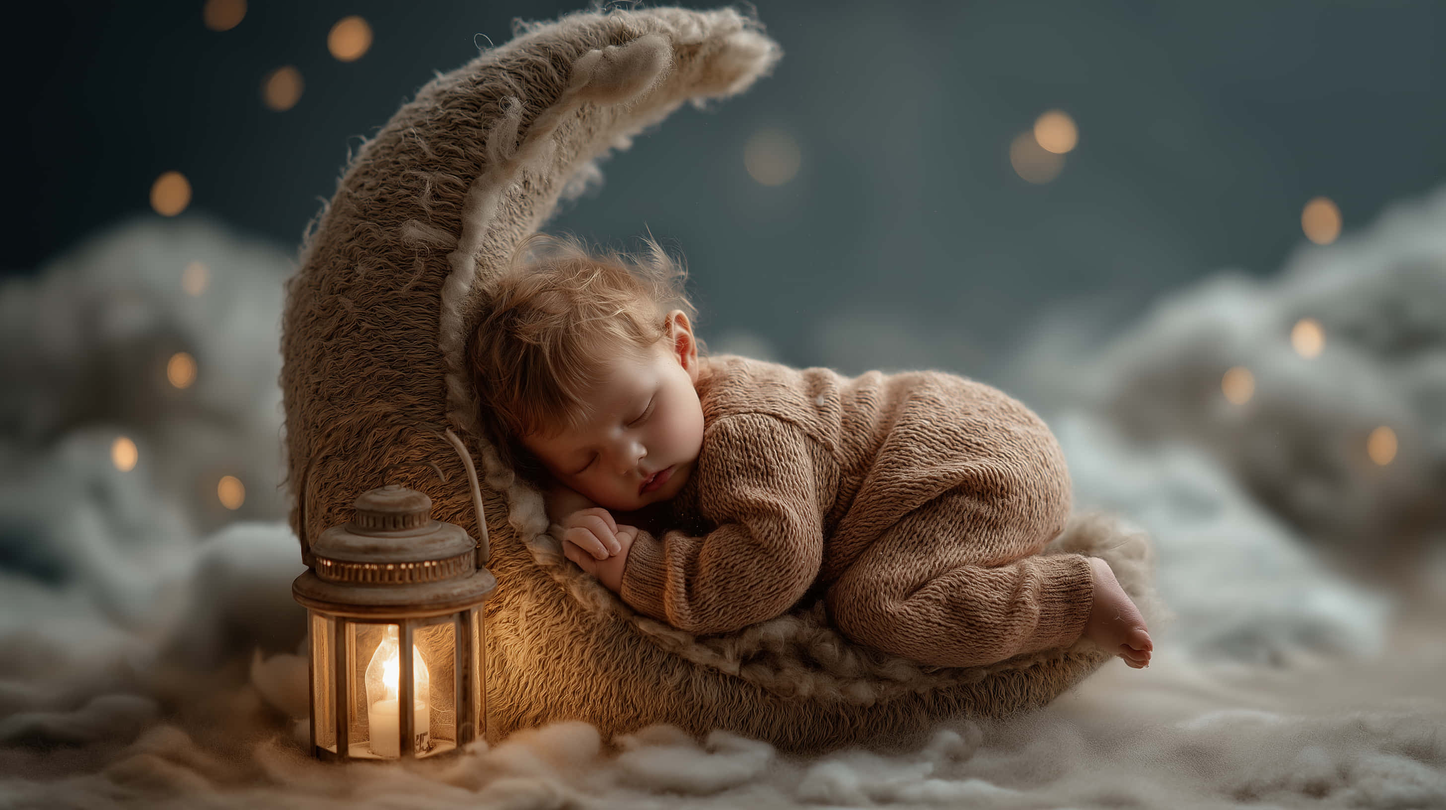 infant, celestial moon, crescent moon-shaped cushion, 2K Desktop Wallpaper