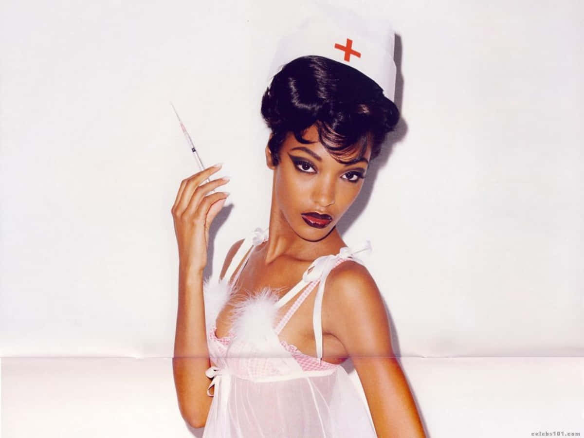 nurse costume, red cross cap, syringe, SD Desktop Wallpaper