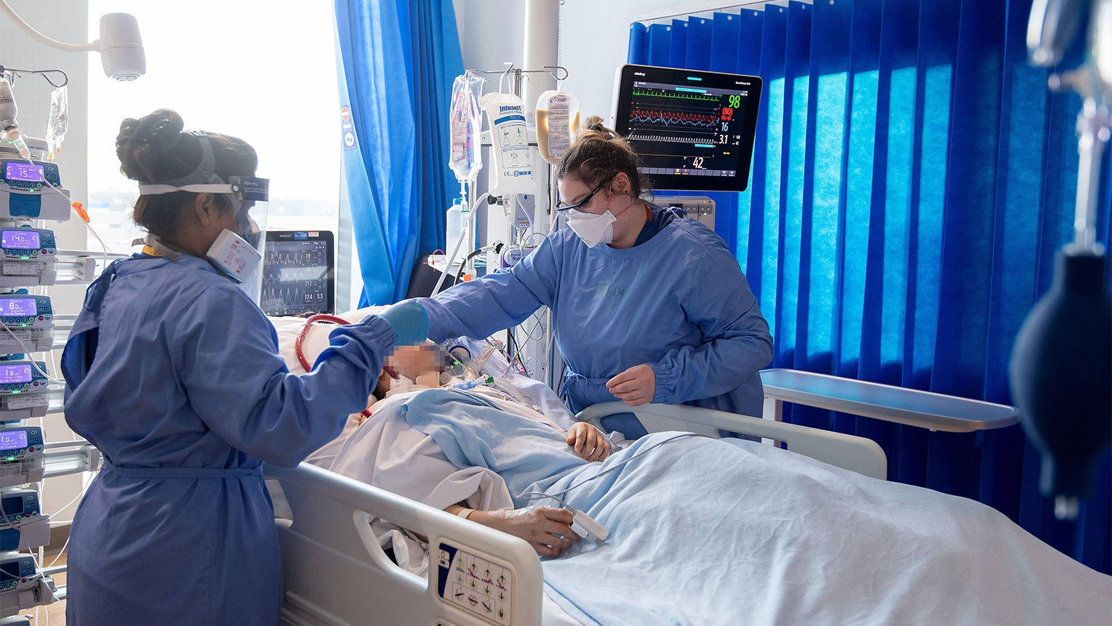 nurse, intensive care unit, blue scrubs, HD Desktop Wallpaper