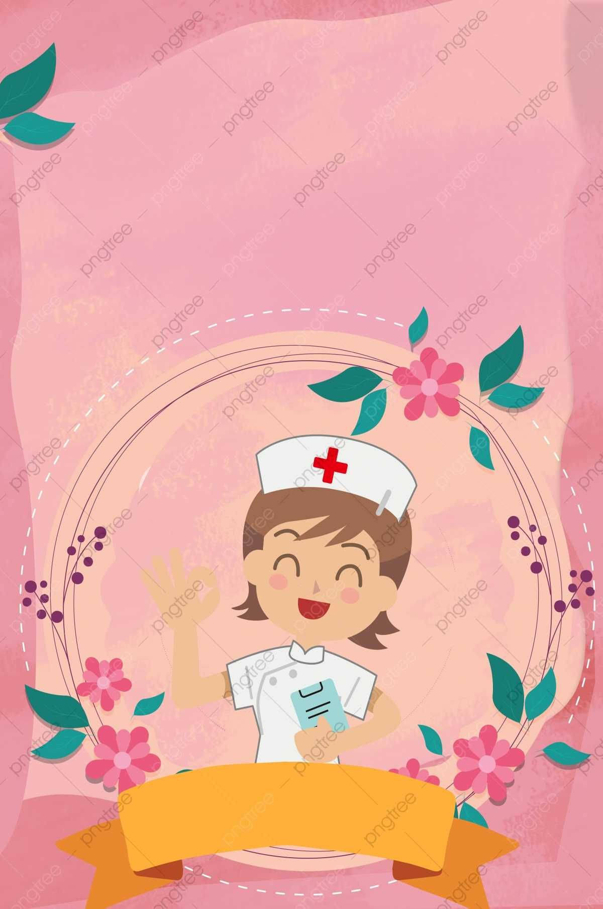Happy International Nurse Day, cartoon nurse, floral wreath, HD Phone Wallpaper
