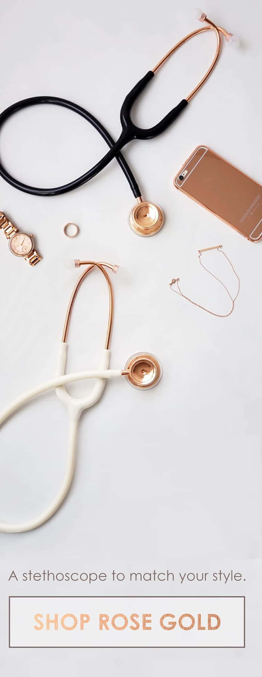 rose gold stethoscope, black stethoscope, white stethoscope, Full HD Phone Wallpaper