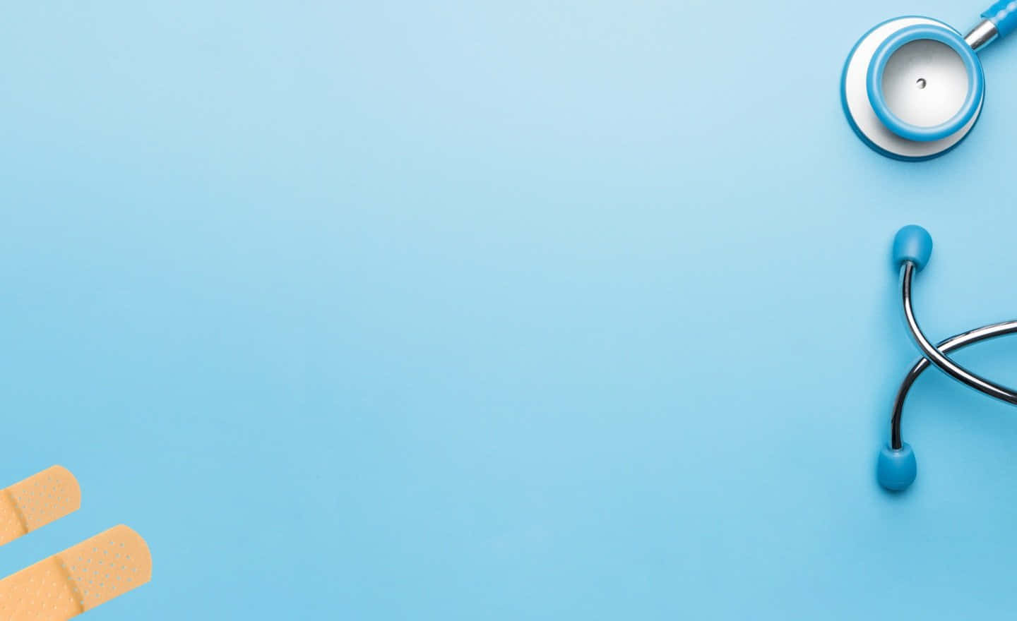 stethoscope, adhesive bandages, light blue background, HD Desktop Wallpaper