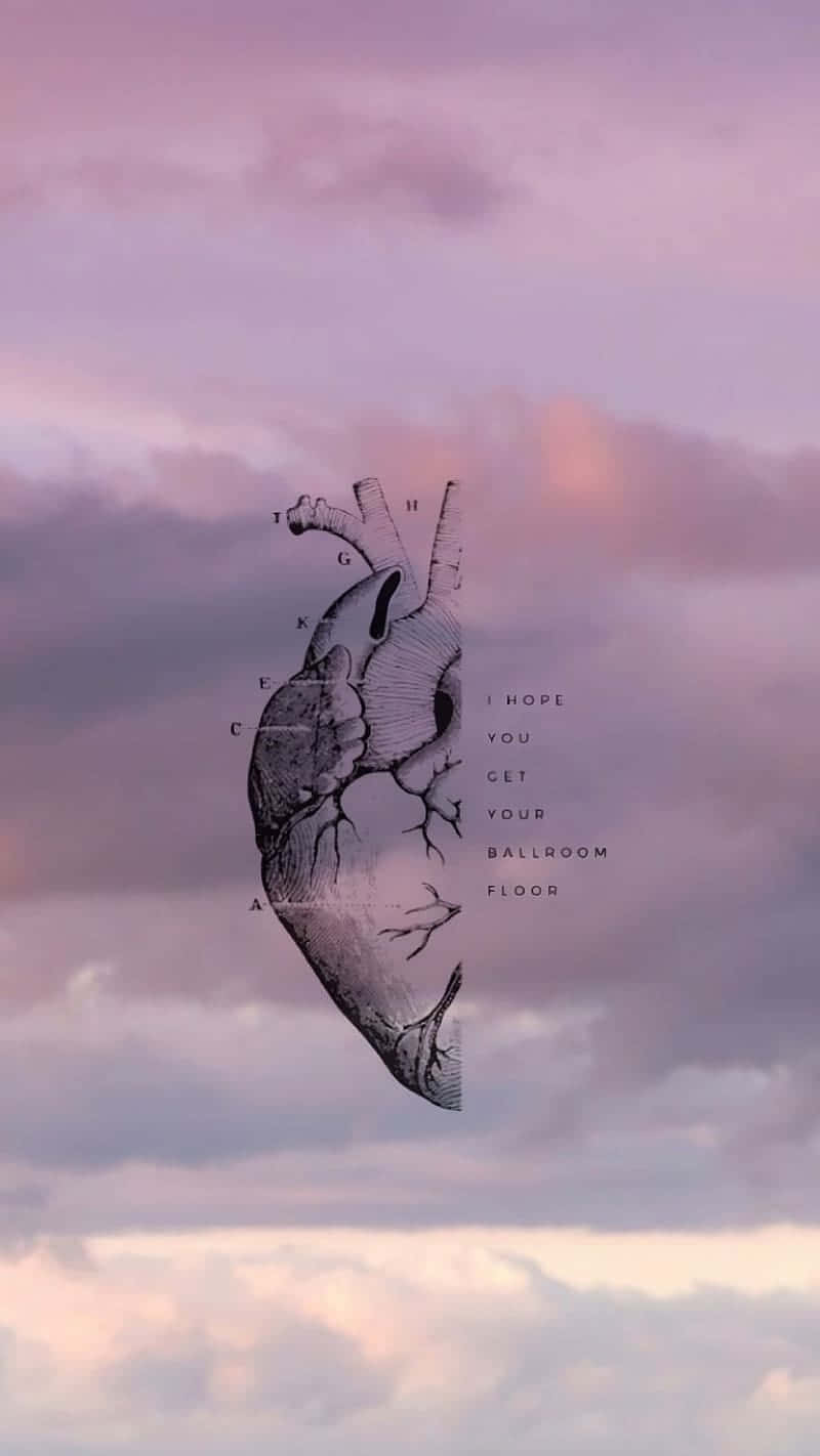 Heart Sky Aesthetic, anatomical heart diagram, soft pink and purple cloudy sky, HD Phone Wallpaper