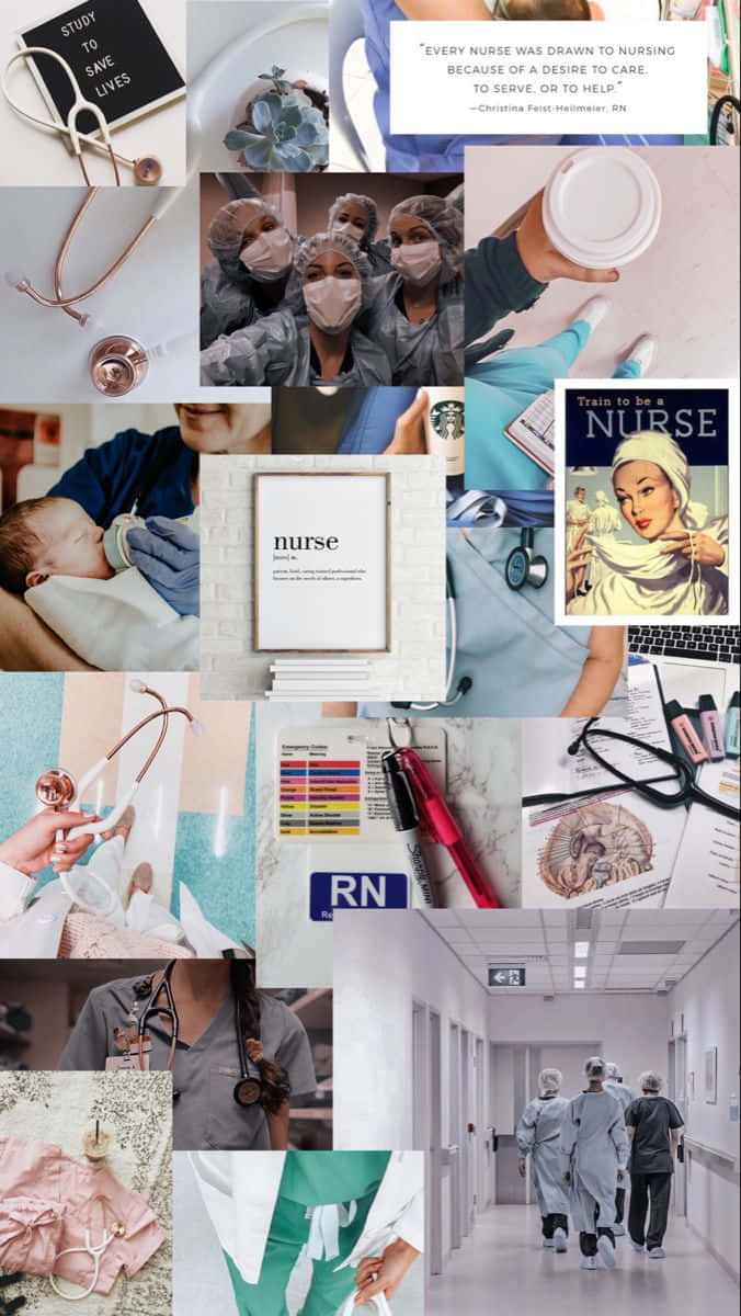 Nursing Collage Aesthetic, stethoscopes, medical tools, SD Phone Wallpaper
