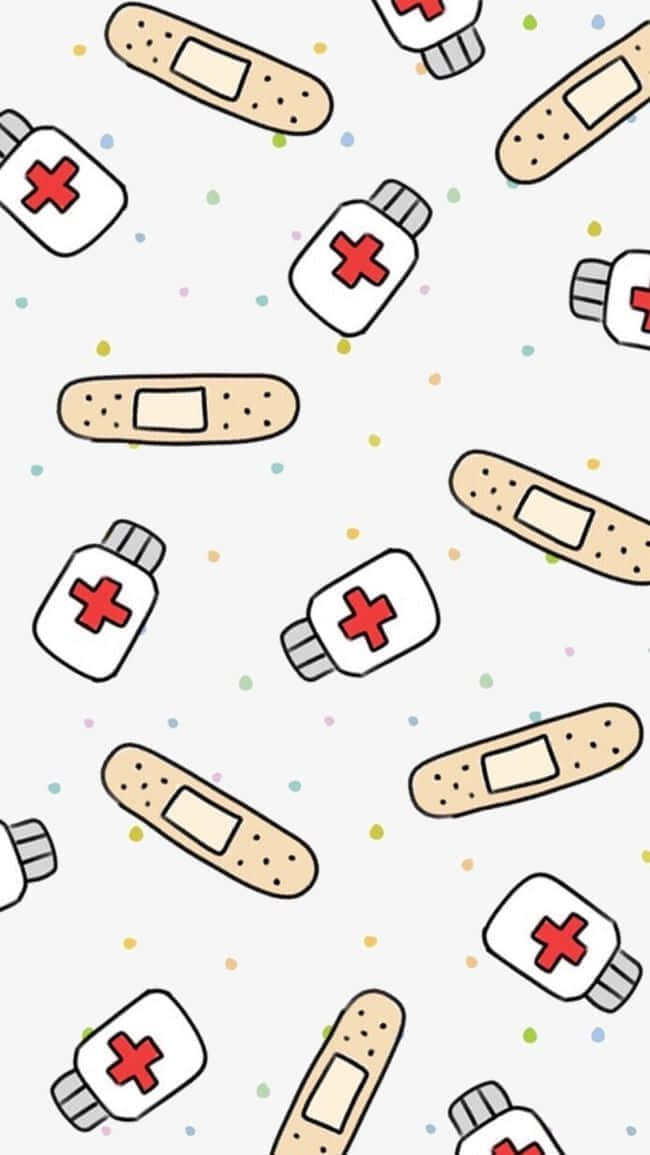 medical pattern, cartoon bandages, first aid kits, SD Phone Wallpaper