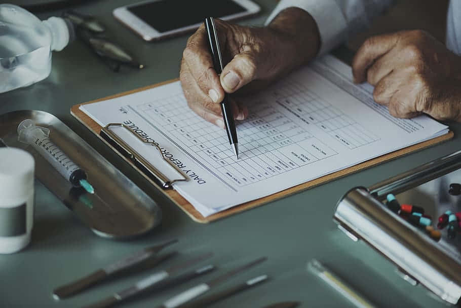 clipboard, medical supplies, metal desk, SD Desktop Wallpaper