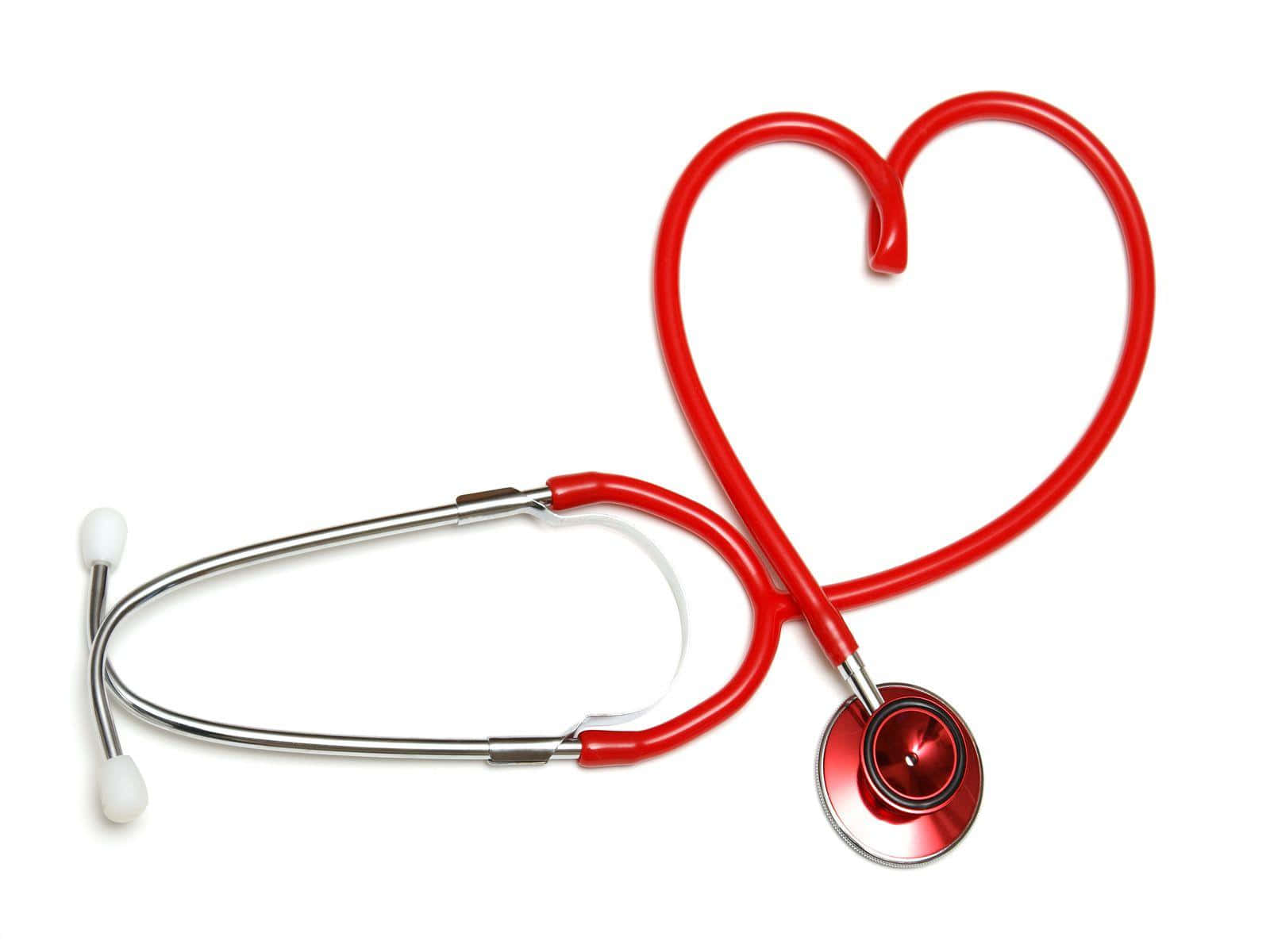 red heart shaped stethoscope, white background, HD Desktop Wallpaper