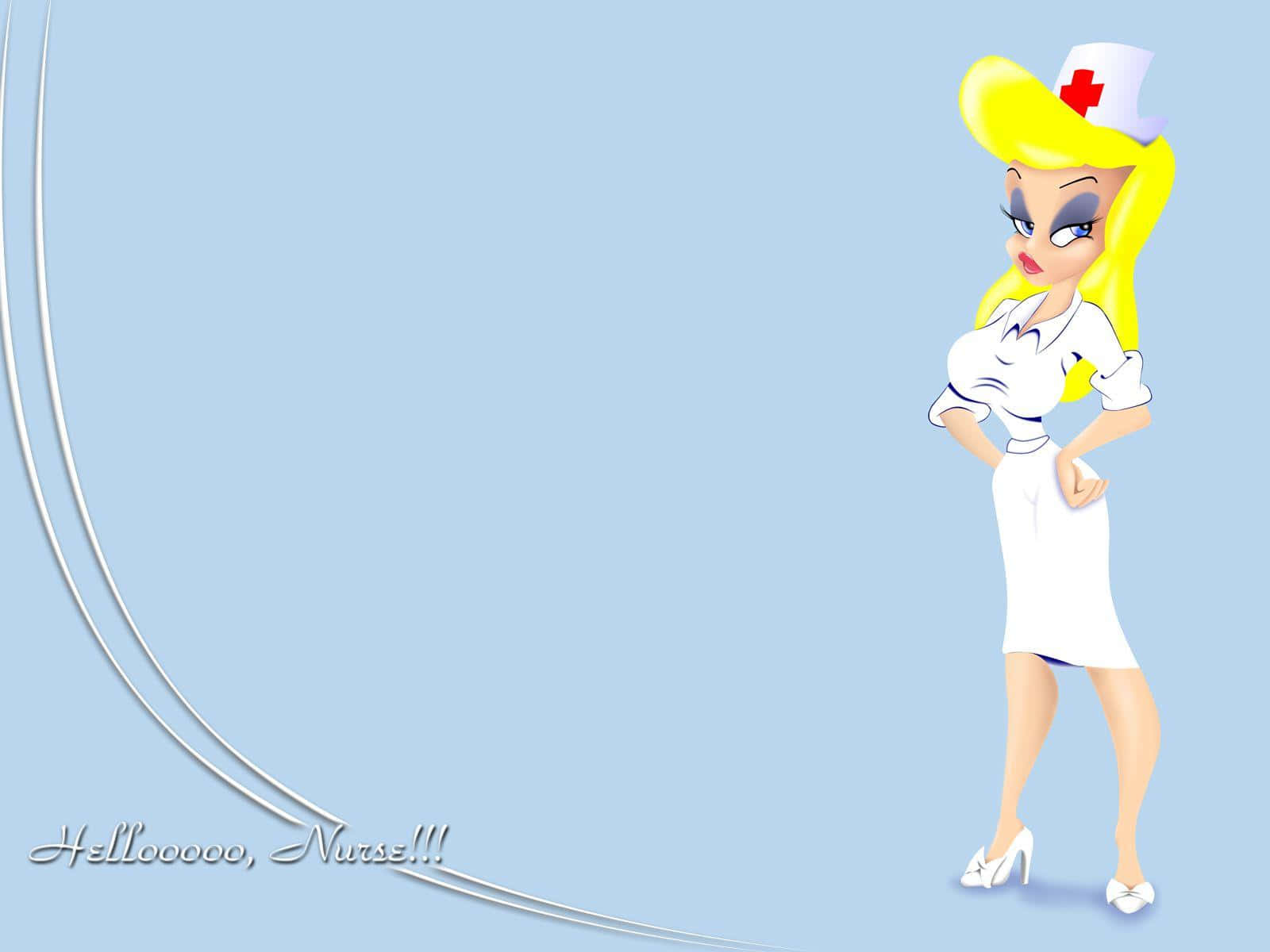 cartoon nurse, white dress, blonde hair, HD Desktop Wallpaper