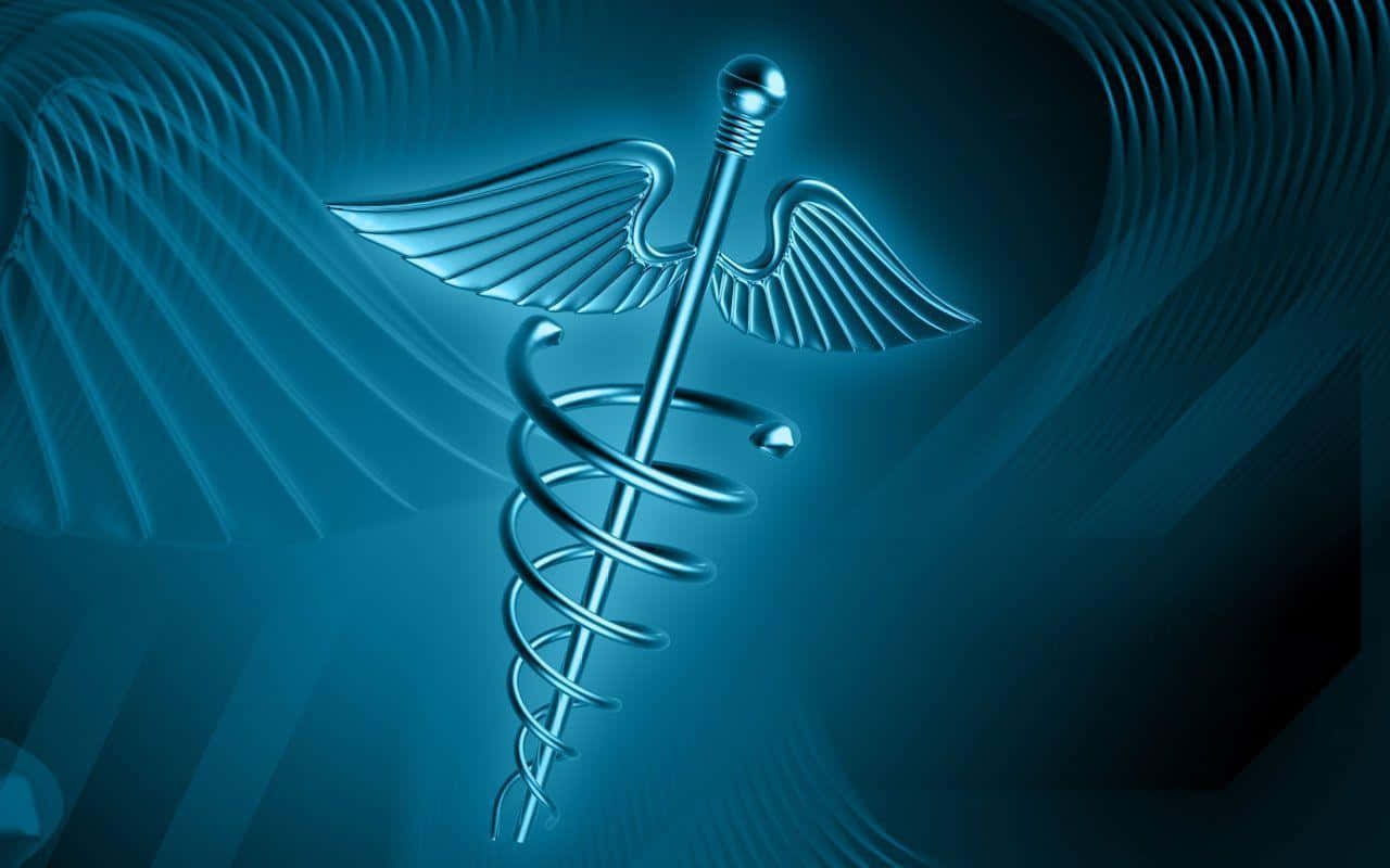 caduceus symbol, wings, intertwined snakes, HD Desktop Wallpaper