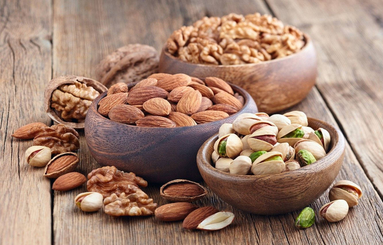 almonds, walnuts, pistachios, HD Desktop Wallpaper