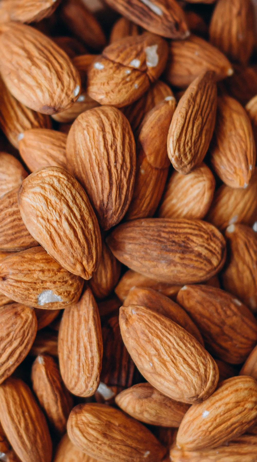 brown almond nuts, textured ridges, white specks, HD Phone Wallpaper