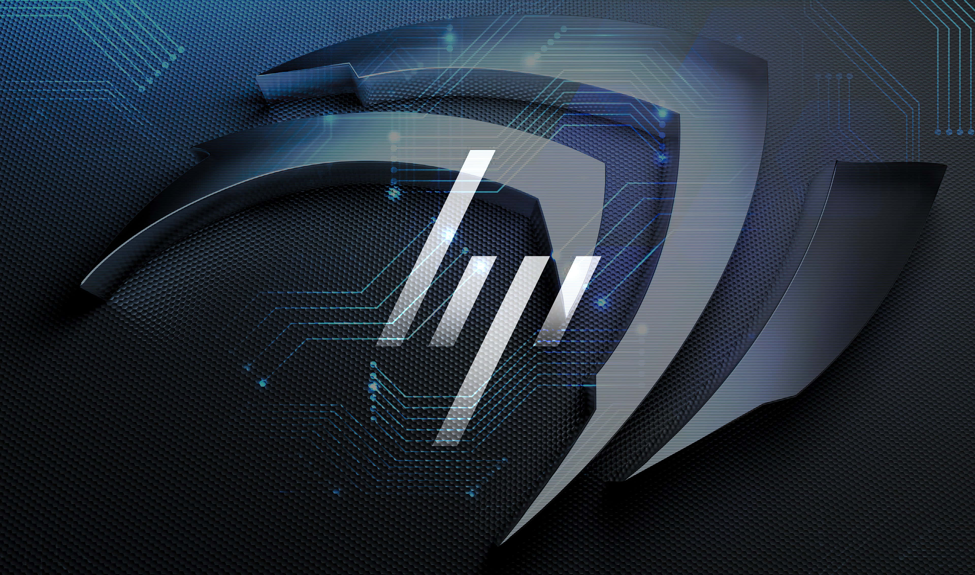 Nvidia, 4K UHD, glowing blue circuit lines, 4K Desktop Wallpaper
