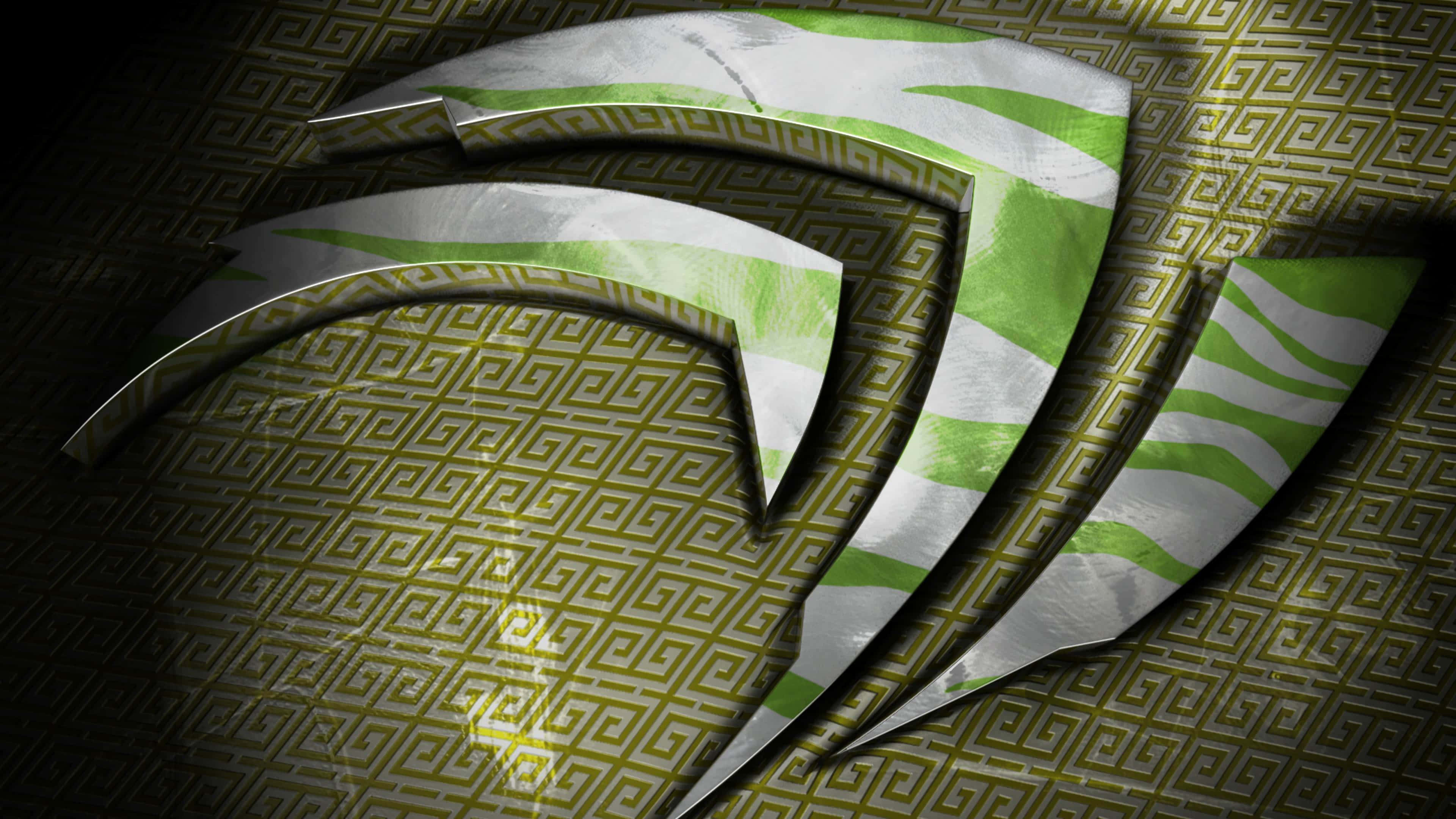Nvidia 4K UHD, metallic green, silver, 4K Desktop Wallpaper