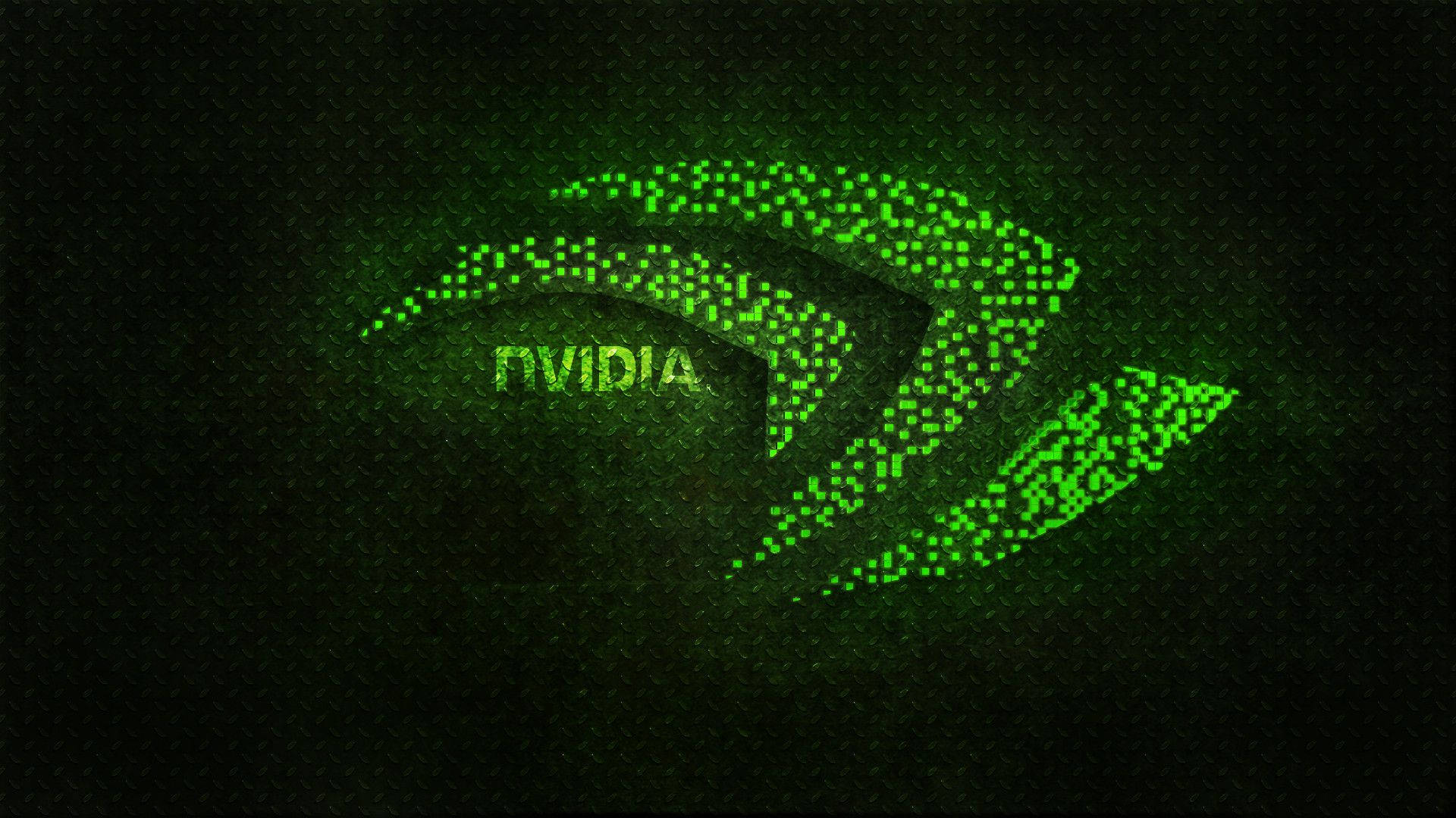 NVIDIA, glowing green, pixelated dots, Full HD Desktop Wallpaper