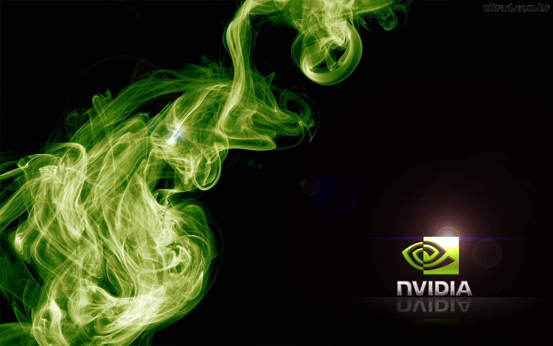 NVIDIA logo, vibrant green smoke, black background, Full HD Desktop Wallpaper