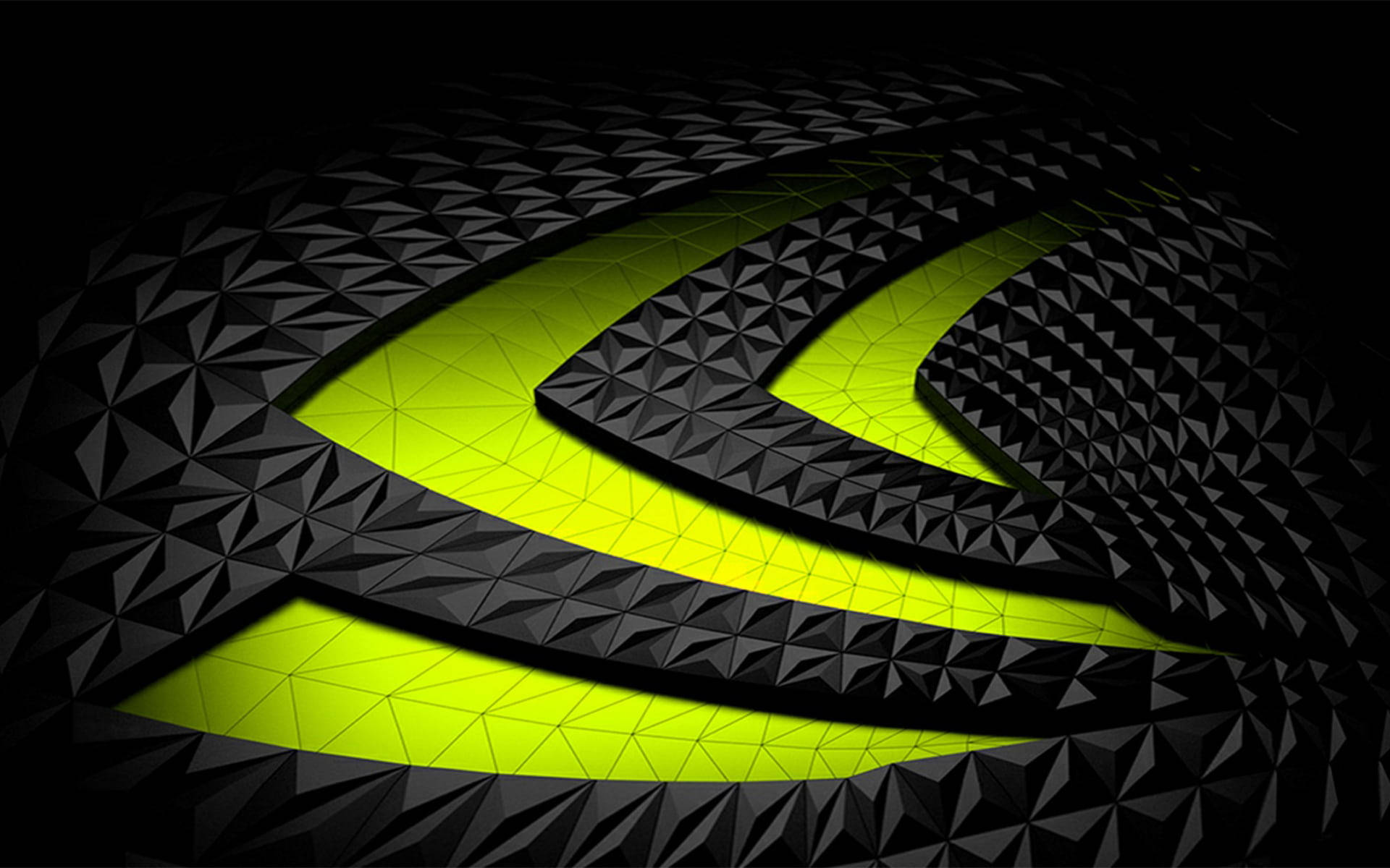 NVIDIA, neon green, 3d geometric black triangular texture, Full HD Desktop Wallpaper