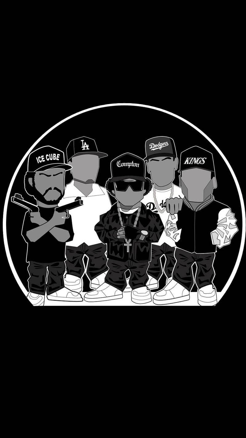 N.W.A., hip-hop group, caricature, HD Phone Wallpaper