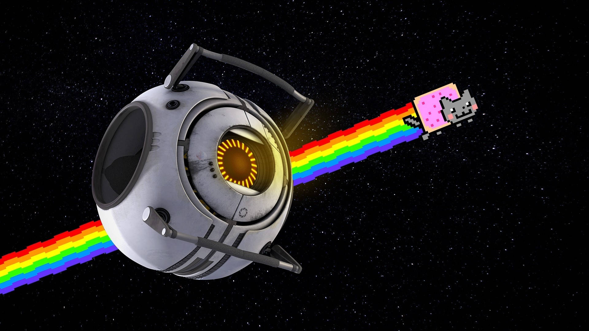 Nyan Cat, rainbow trail, space, Full HD Desktop Wallpaper