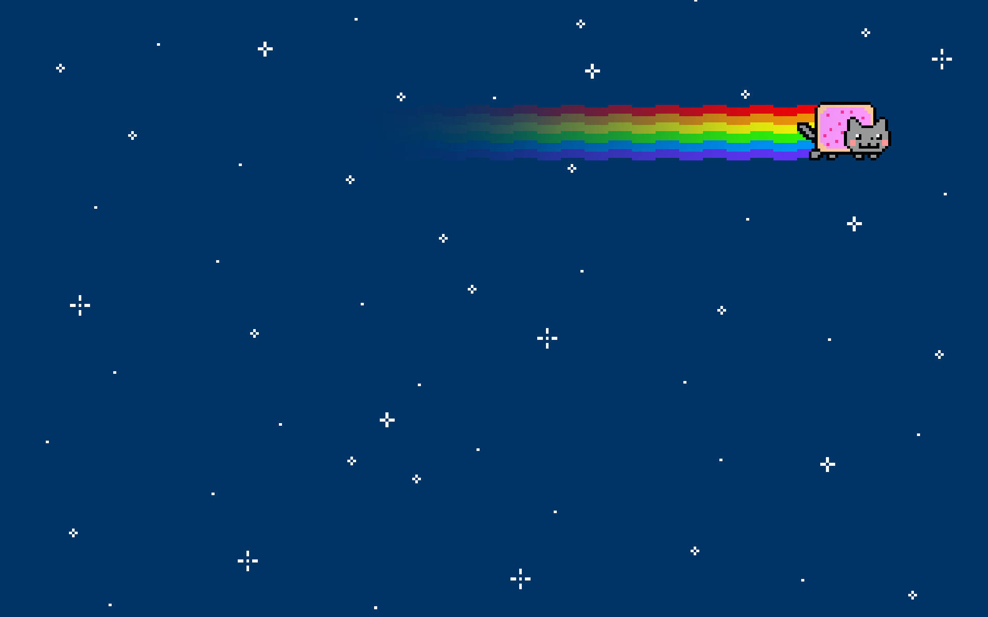 Nyan Cat, pink box, starry night sky, Full HD Desktop Wallpaper