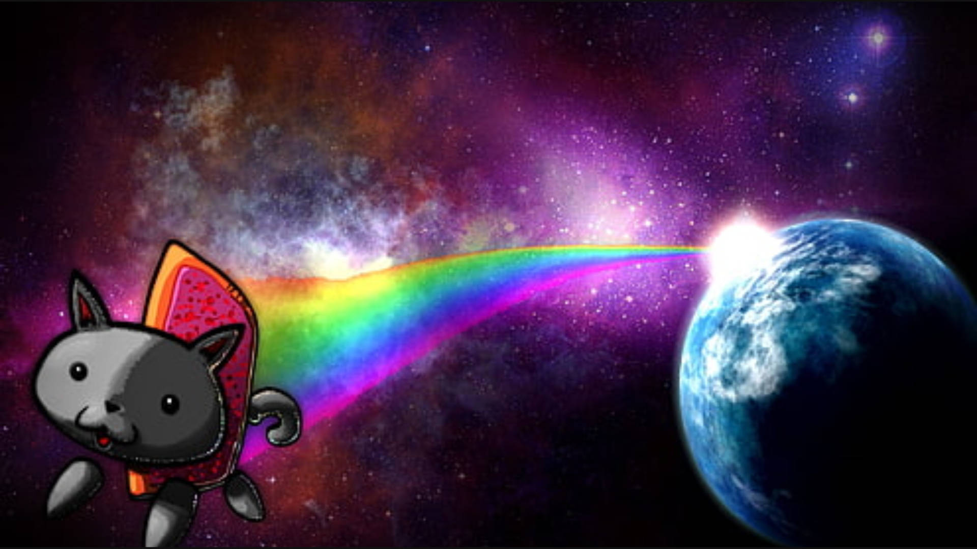 Nyan Cat, jetpack, rainbow, Full HD Desktop Wallpaper