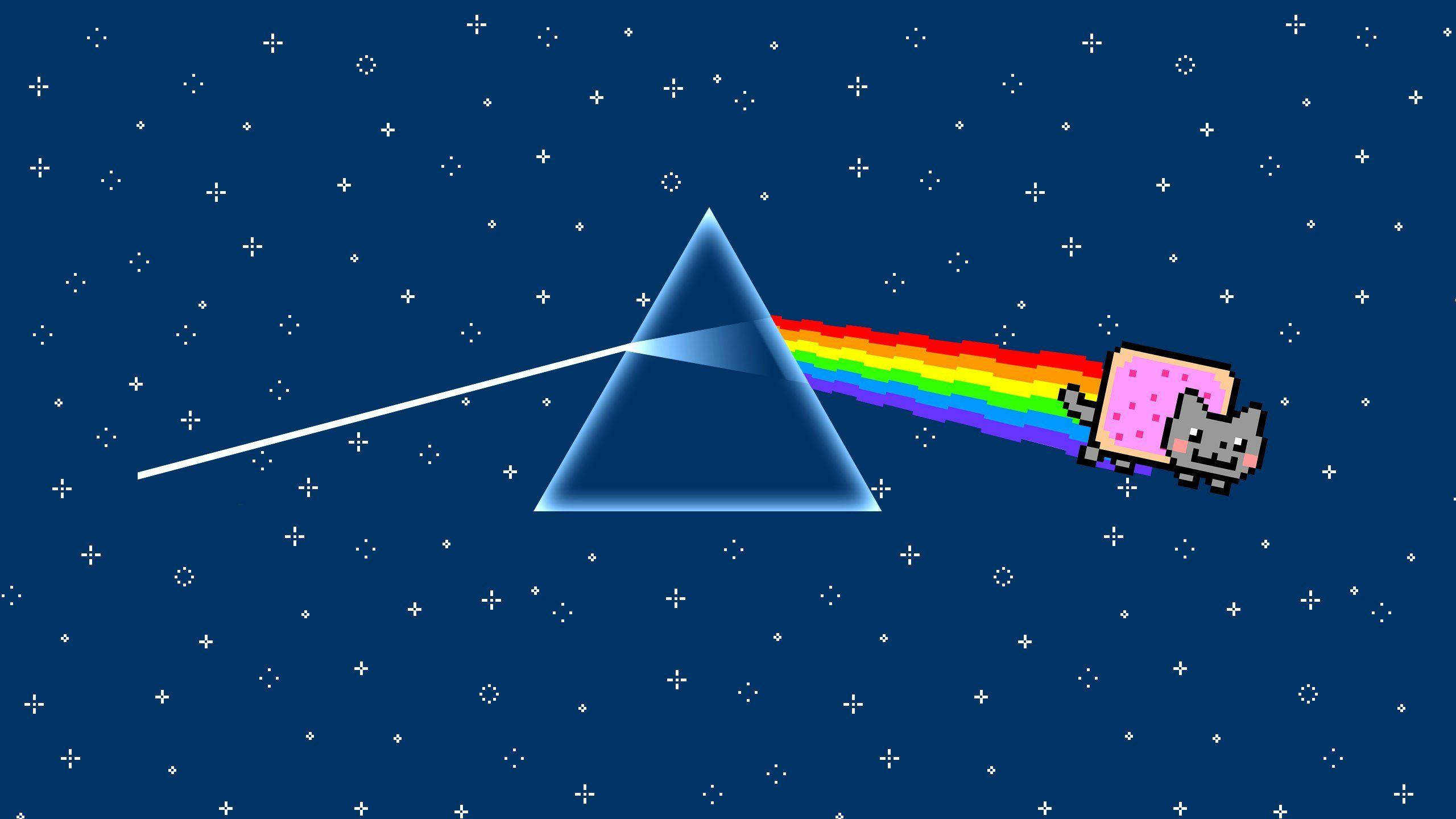 Nyan Cat, prism, rainbow trail, 2K Desktop Wallpaper