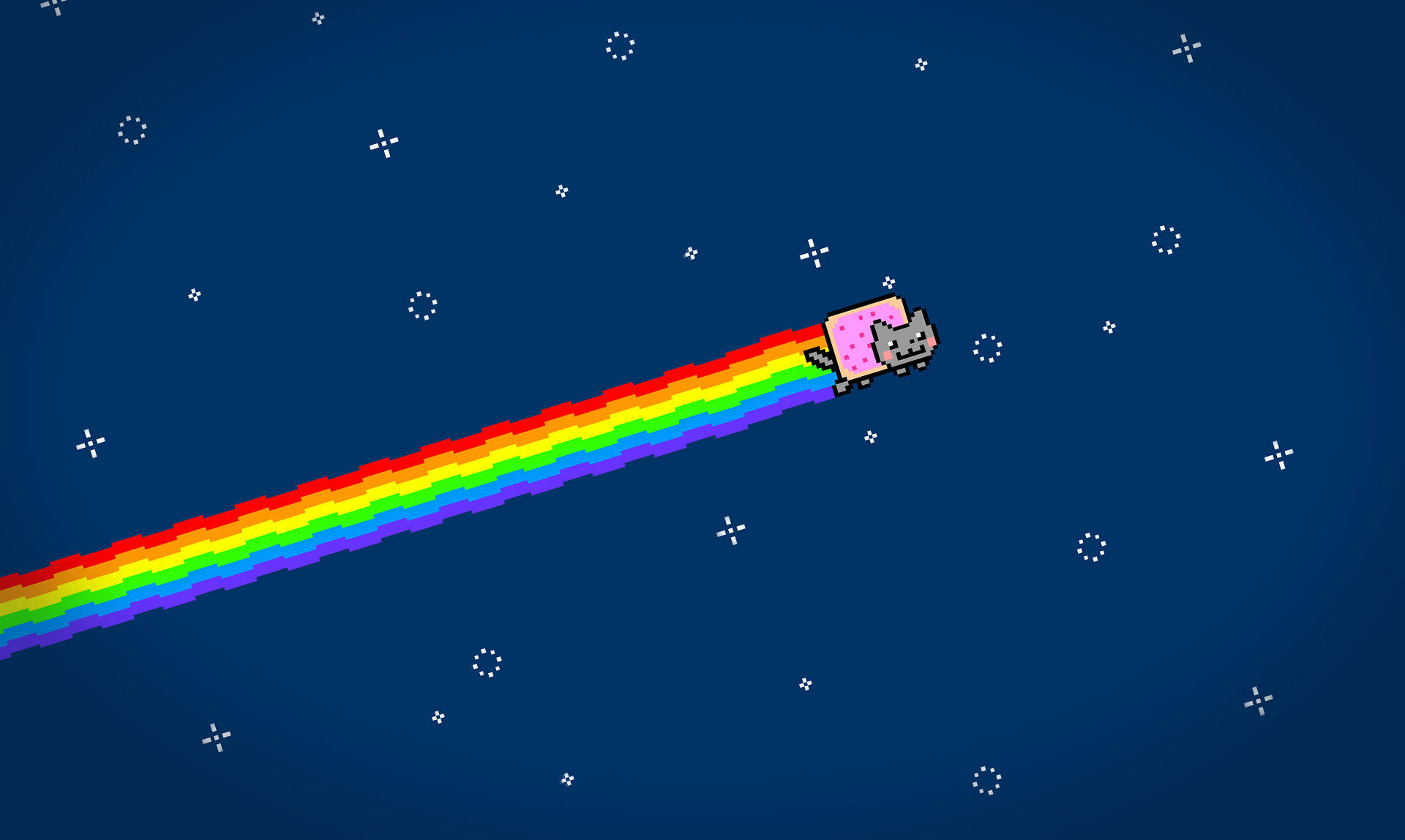 Nyan Cat, pink body, starry night sky, Full HD Desktop Wallpaper