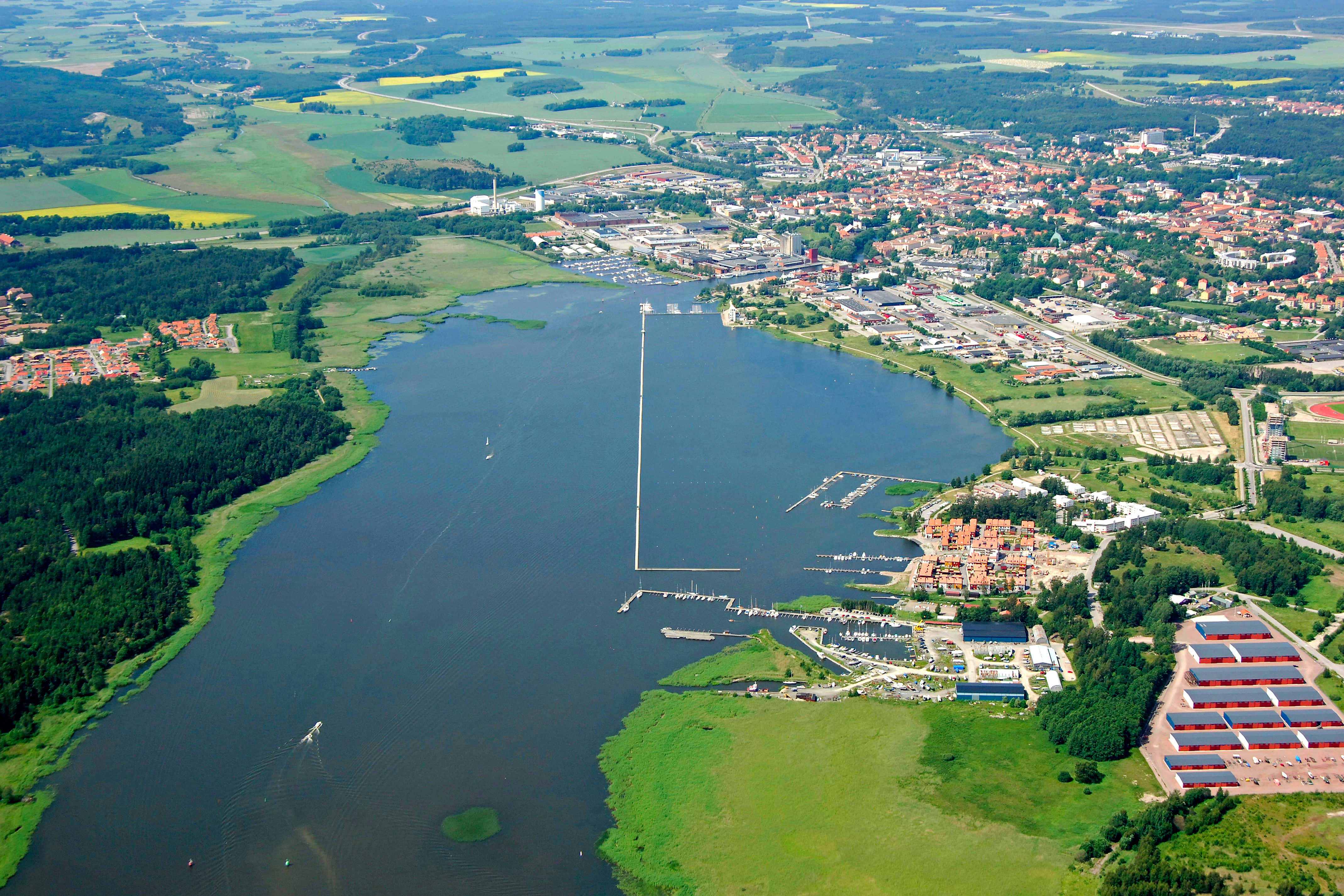 Nyköping, aerial view, winding river, 4K Desktop Wallpaper