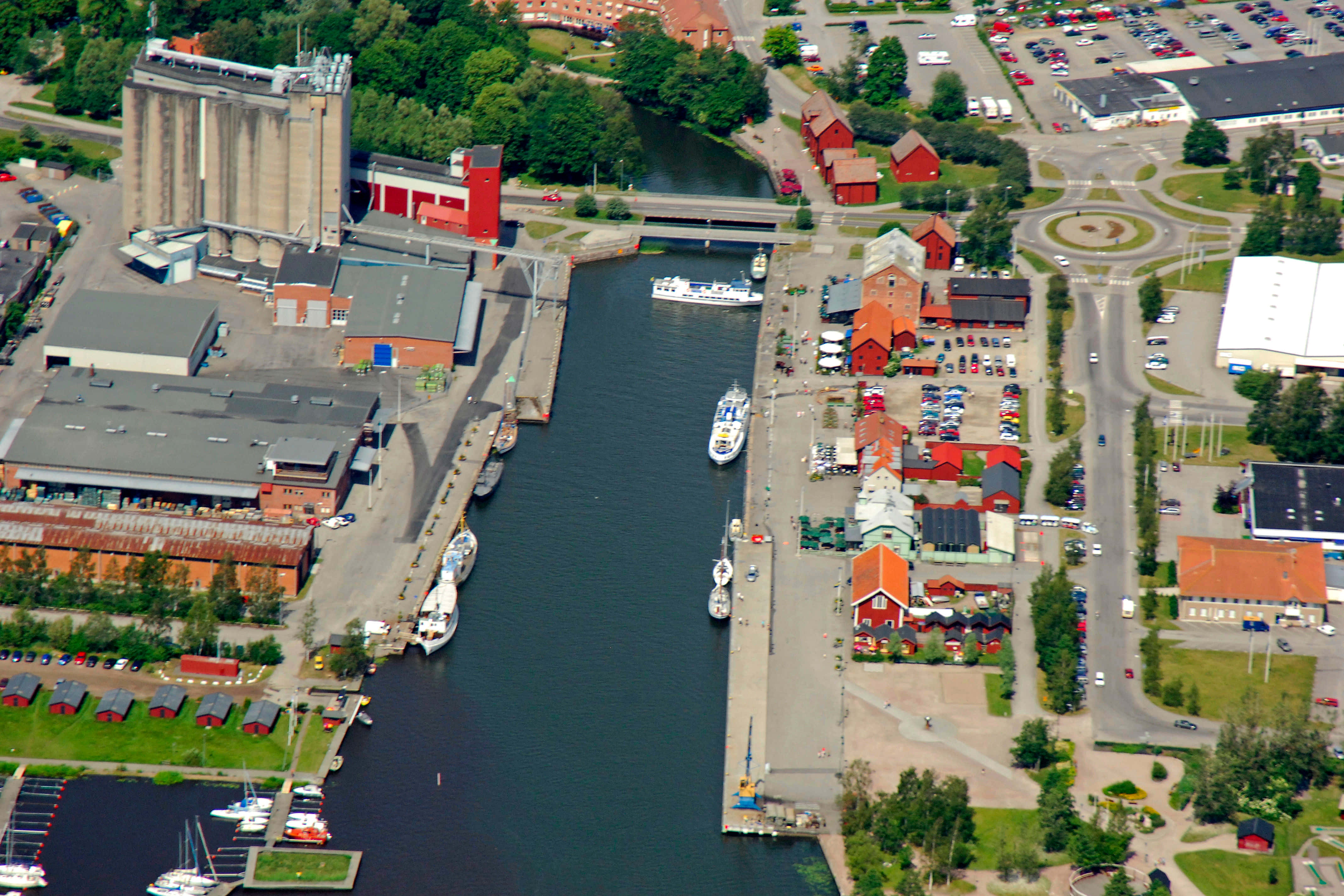 Nyköping, aerial view, canal, 4K Desktop Wallpaper