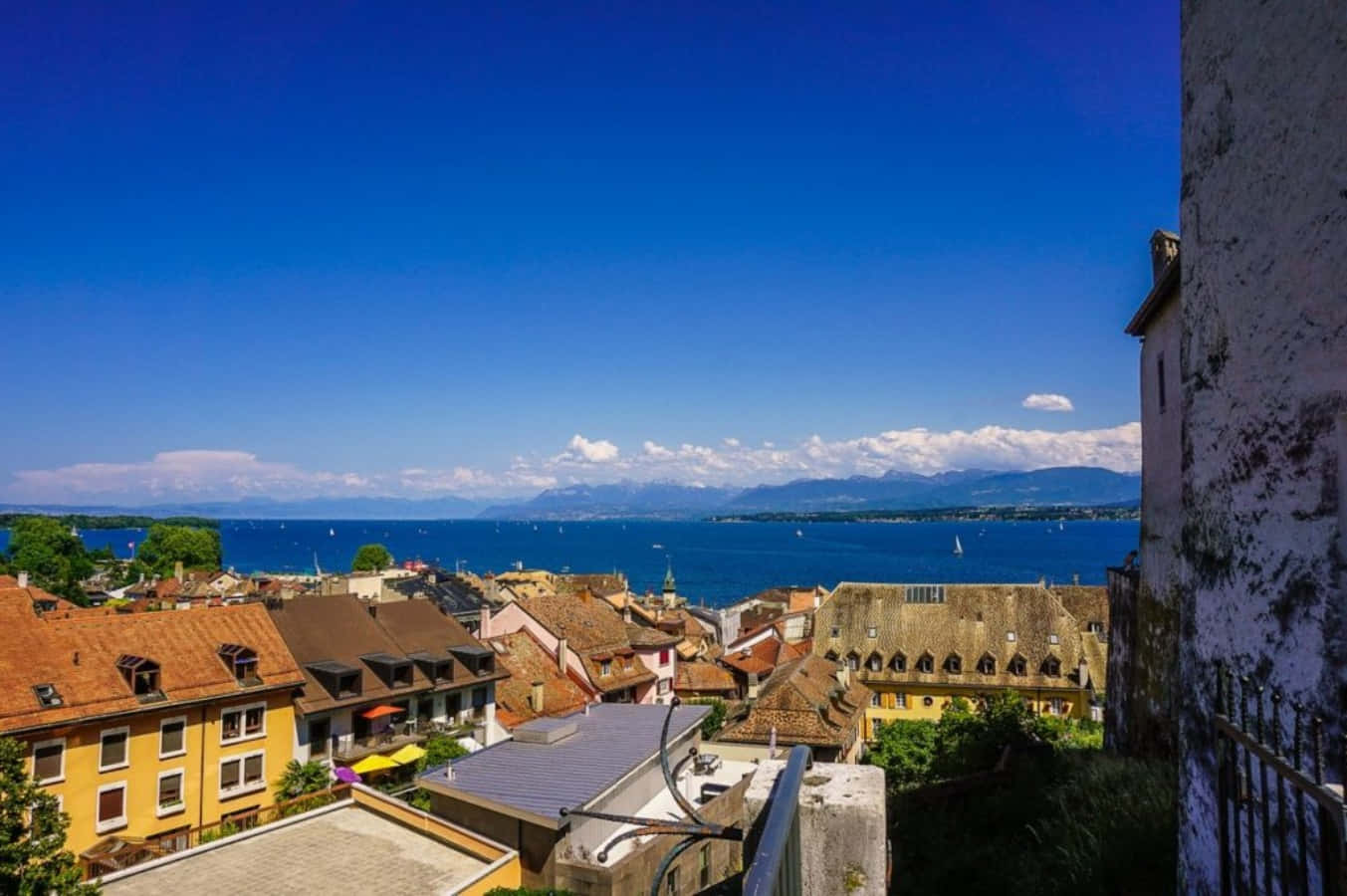 Nyon, Switzerland, sunset, HD Desktop Wallpaper