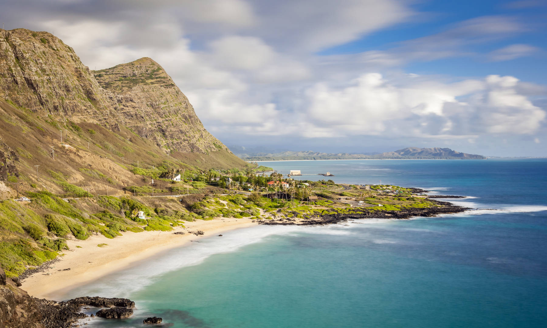 Oahu, beach, rugged cliffs, HD Desktop Wallpaper