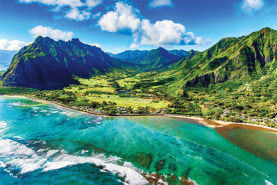 Oahu, mountains, ocean, SD Desktop Wallpaper