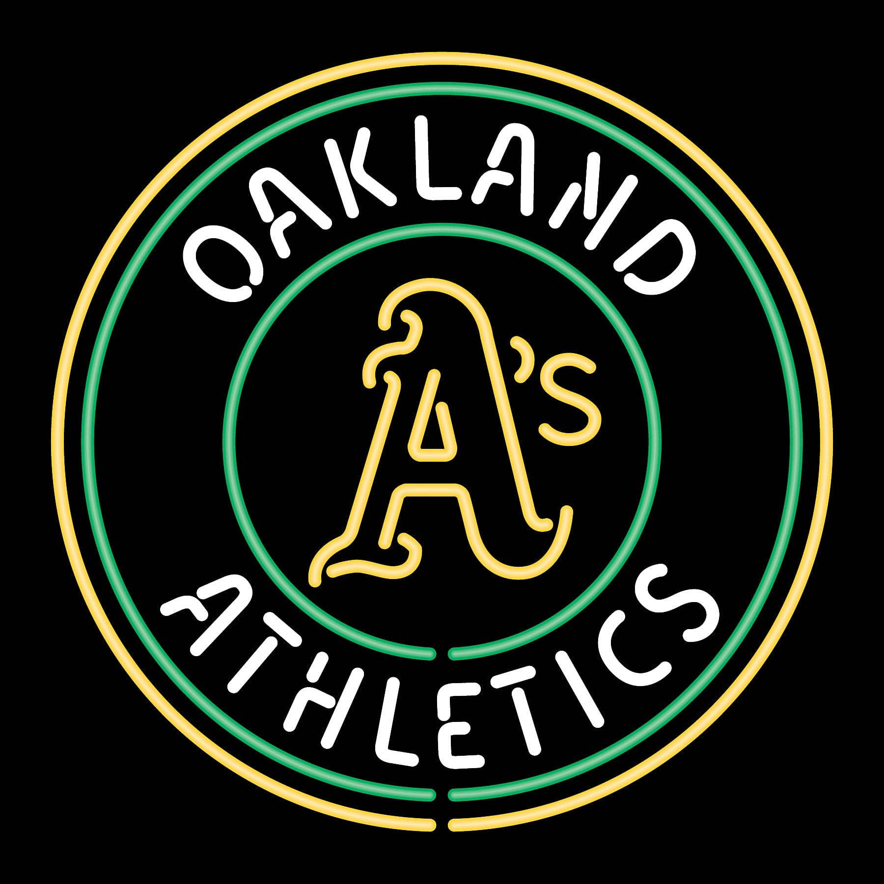 Oakland Athletics, neon sign, yellow green, HD Desktop Wallpaper