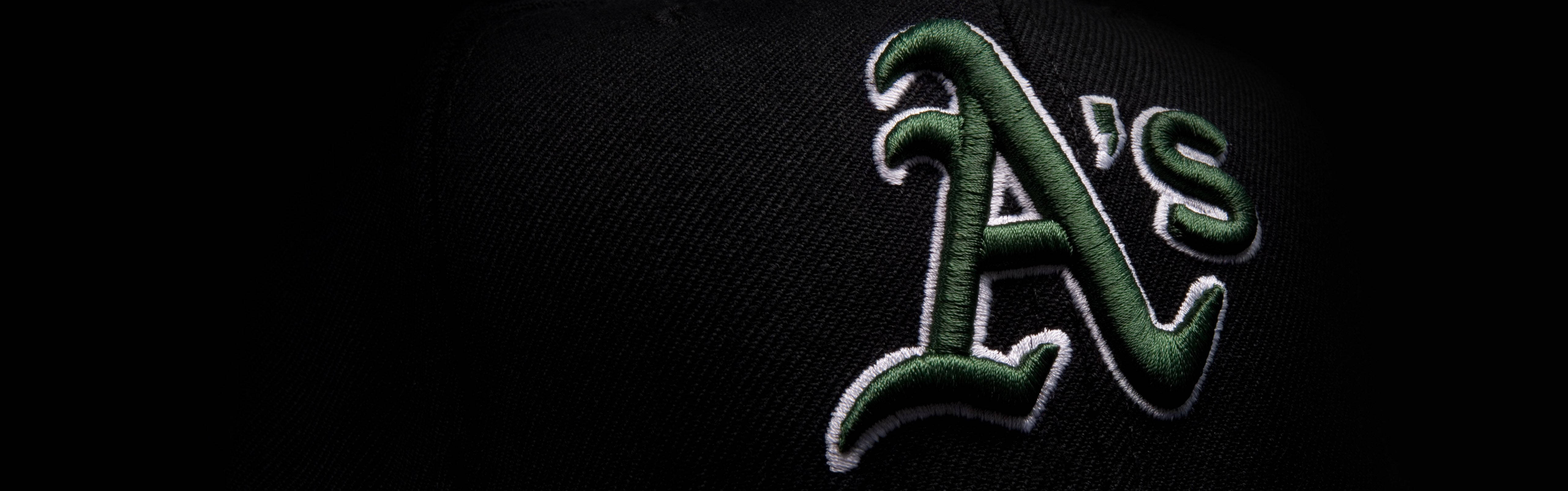 Oakland Athletics, black baseball cap, green and white embroidered A's logo, 5K Desktop Wallpaper
