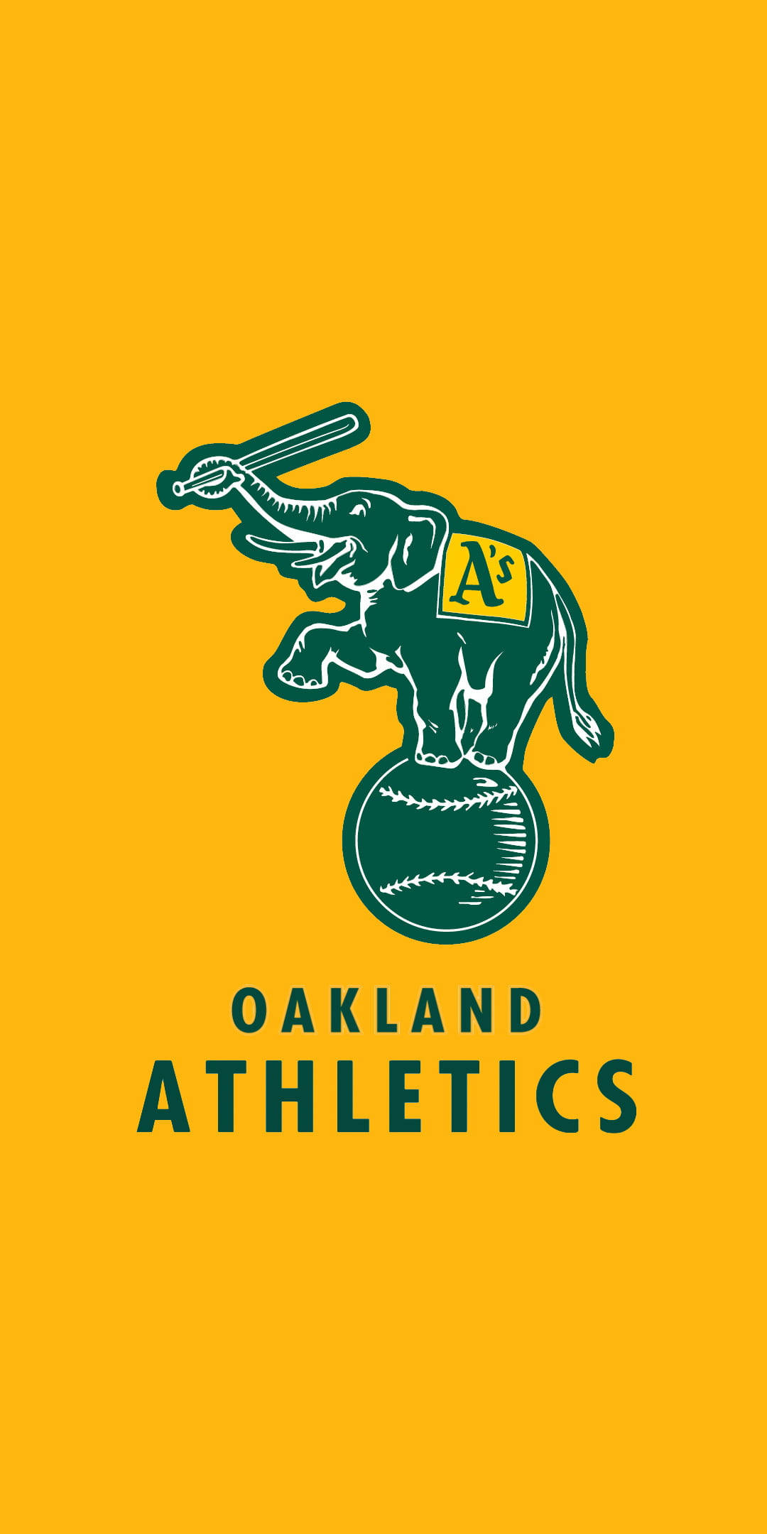 Oakland Athletics, green elephant logo, bat, Full HD Phone Wallpaper