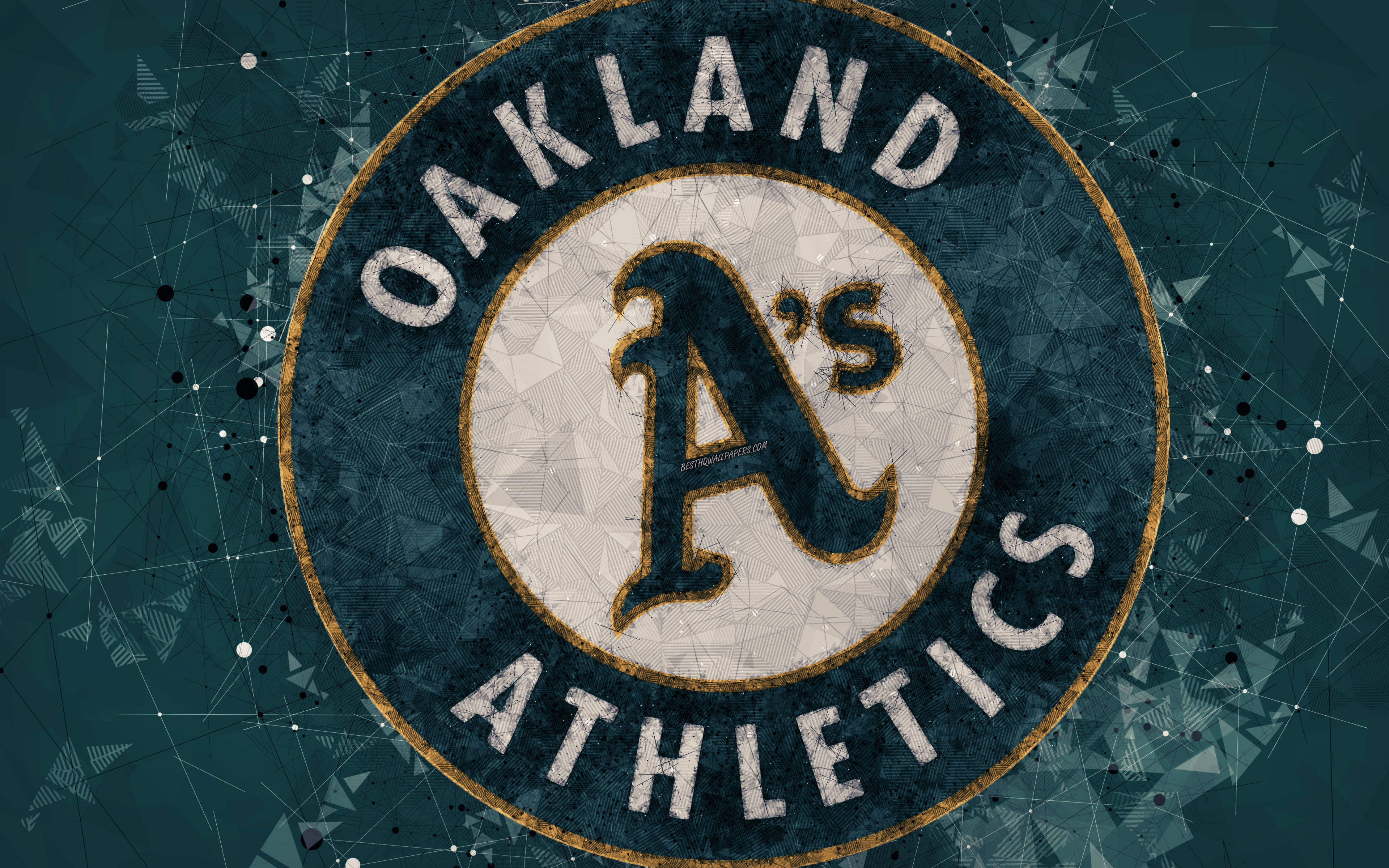 Oakland Athletics, vintage style, geometric patterned background, 4K Desktop Wallpaper