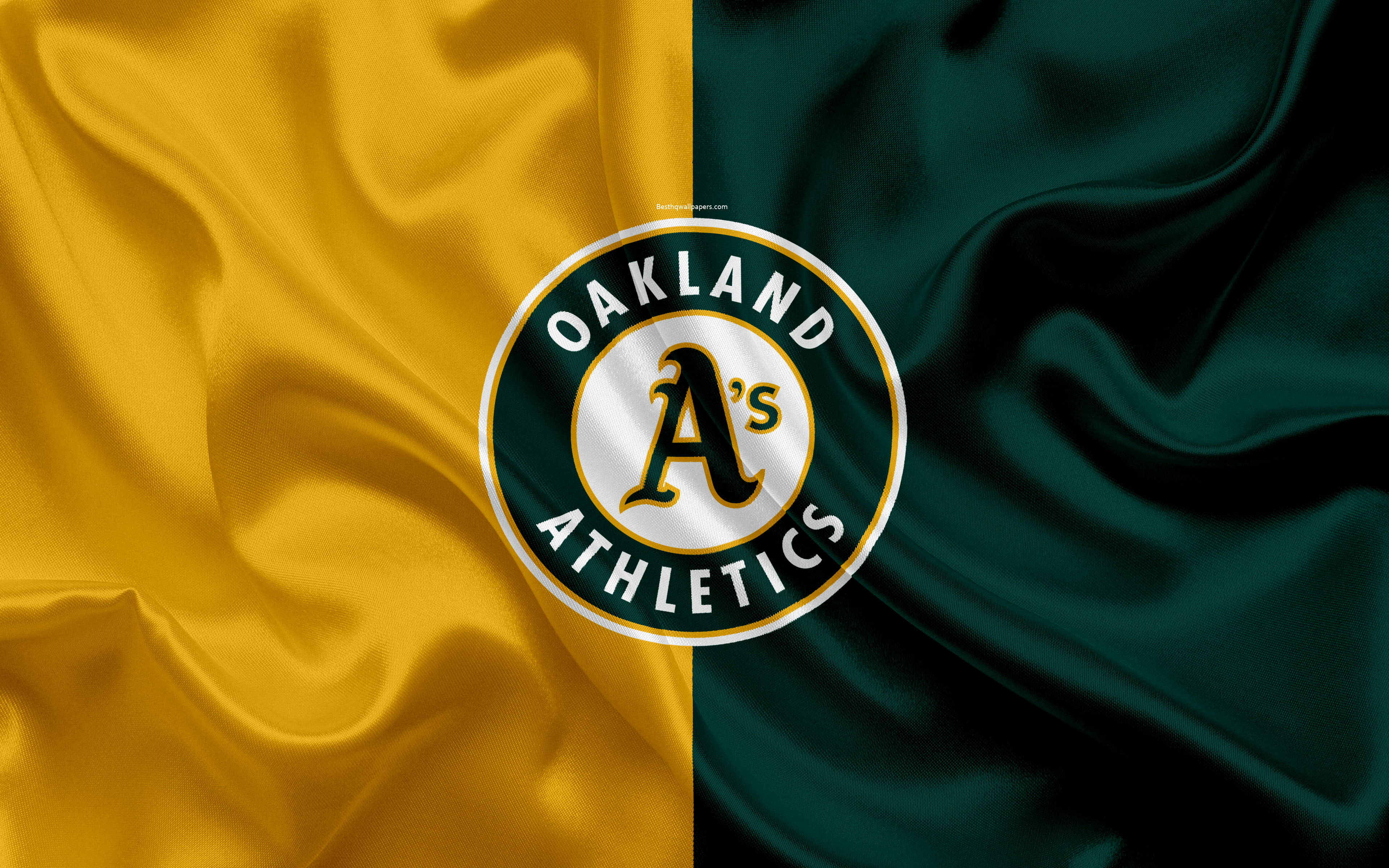 Oakland Athletics, silk, gold, 4K Desktop Wallpaper