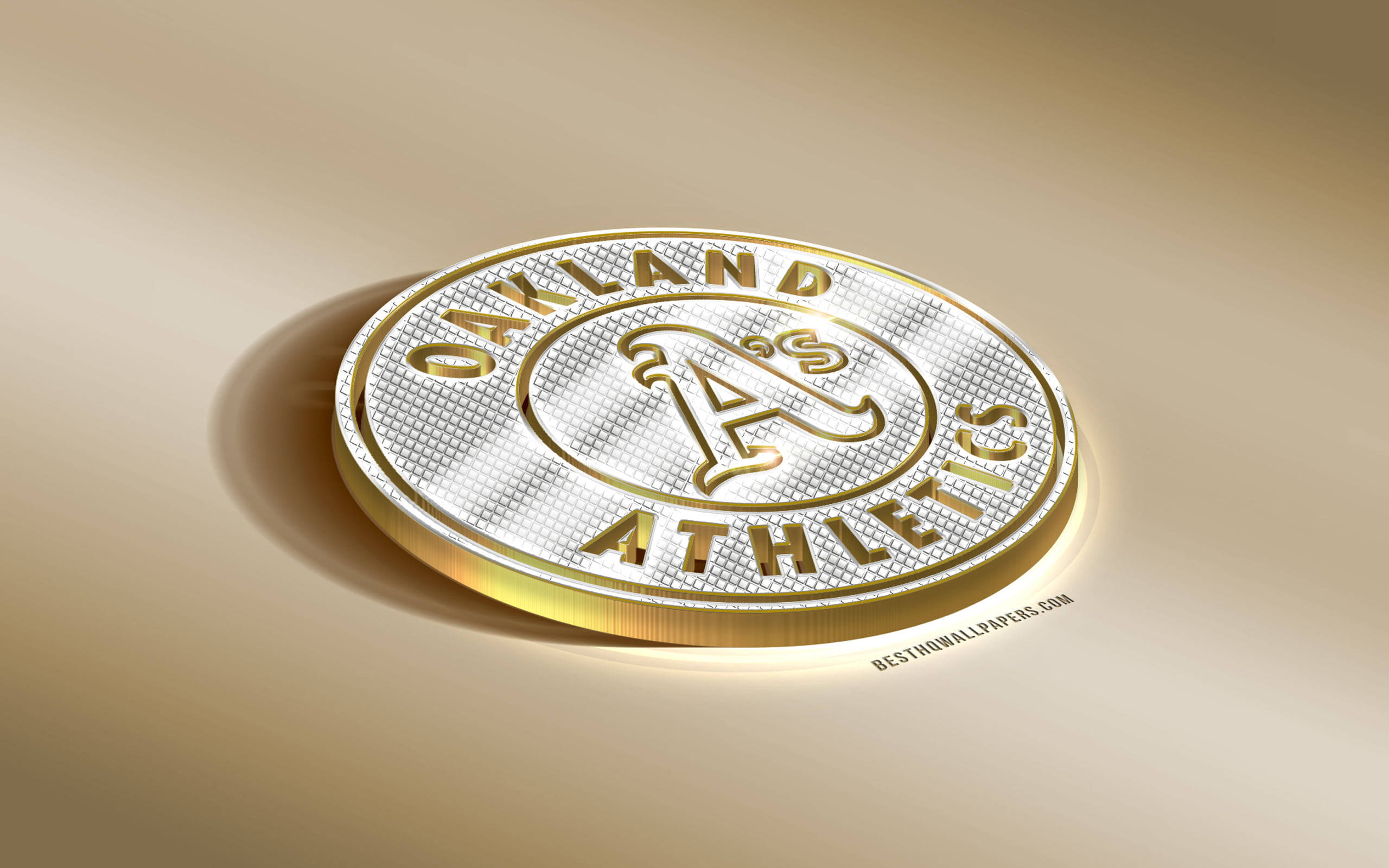 Oakland Athletics, gold and silver, coin logo, 2K Desktop Wallpaper