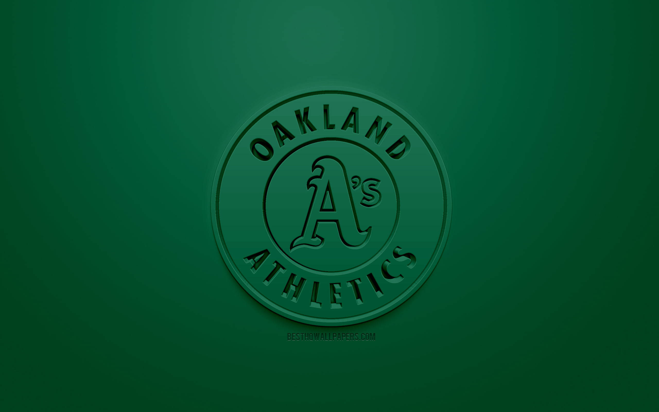 Oakland Athletics, green, monochrome, 2K Desktop Wallpaper