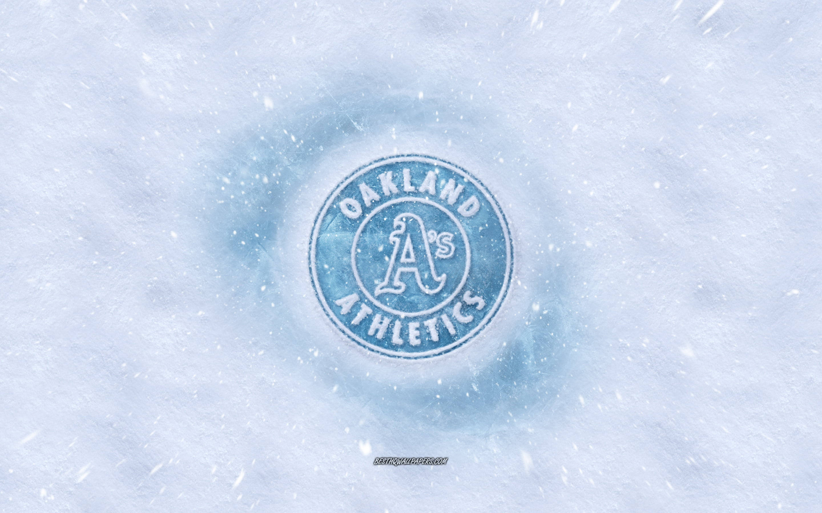 Oakland Athletics, logo, snow, 2K Desktop Wallpaper
