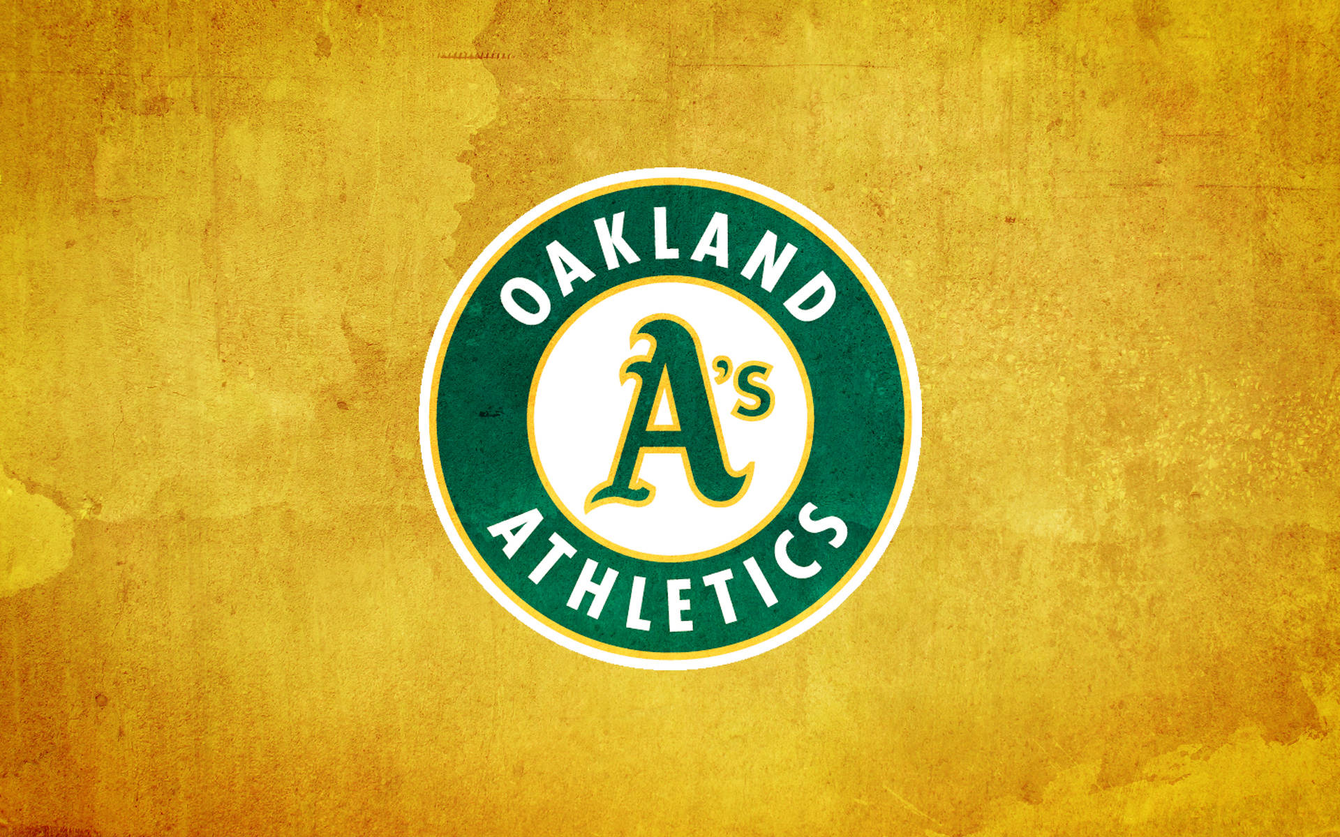 Oakland Athletics, green and white, textured golden-yellow background, Full HD Desktop Wallpaper