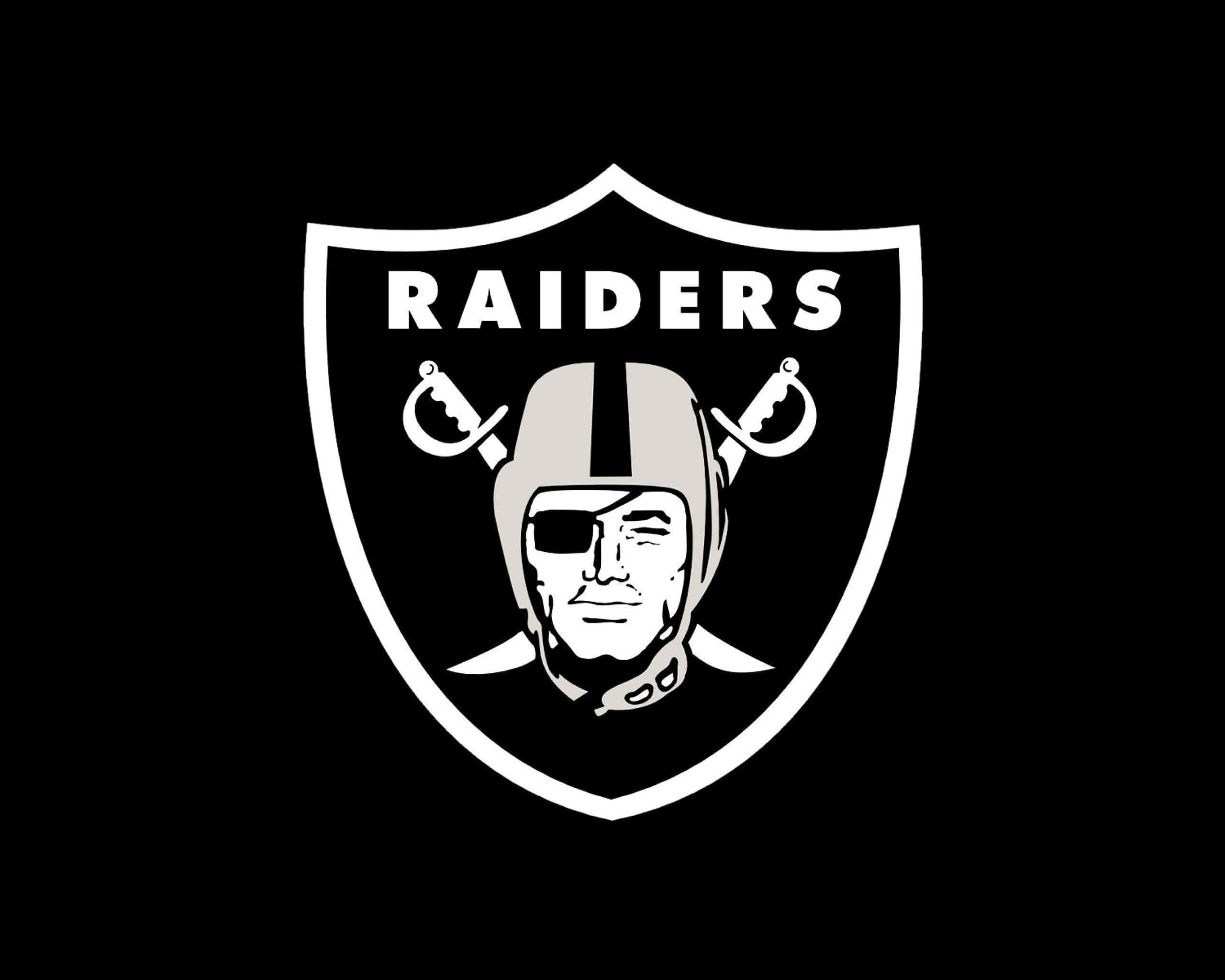 Oakland Raiders, black and white Raiders logo, helmeted face, 2K Desktop Wallpaper