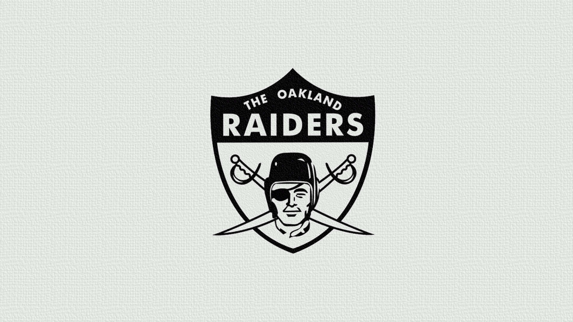 Oakland Raiders, black and white, textured light gray background, Full HD Desktop Wallpaper
