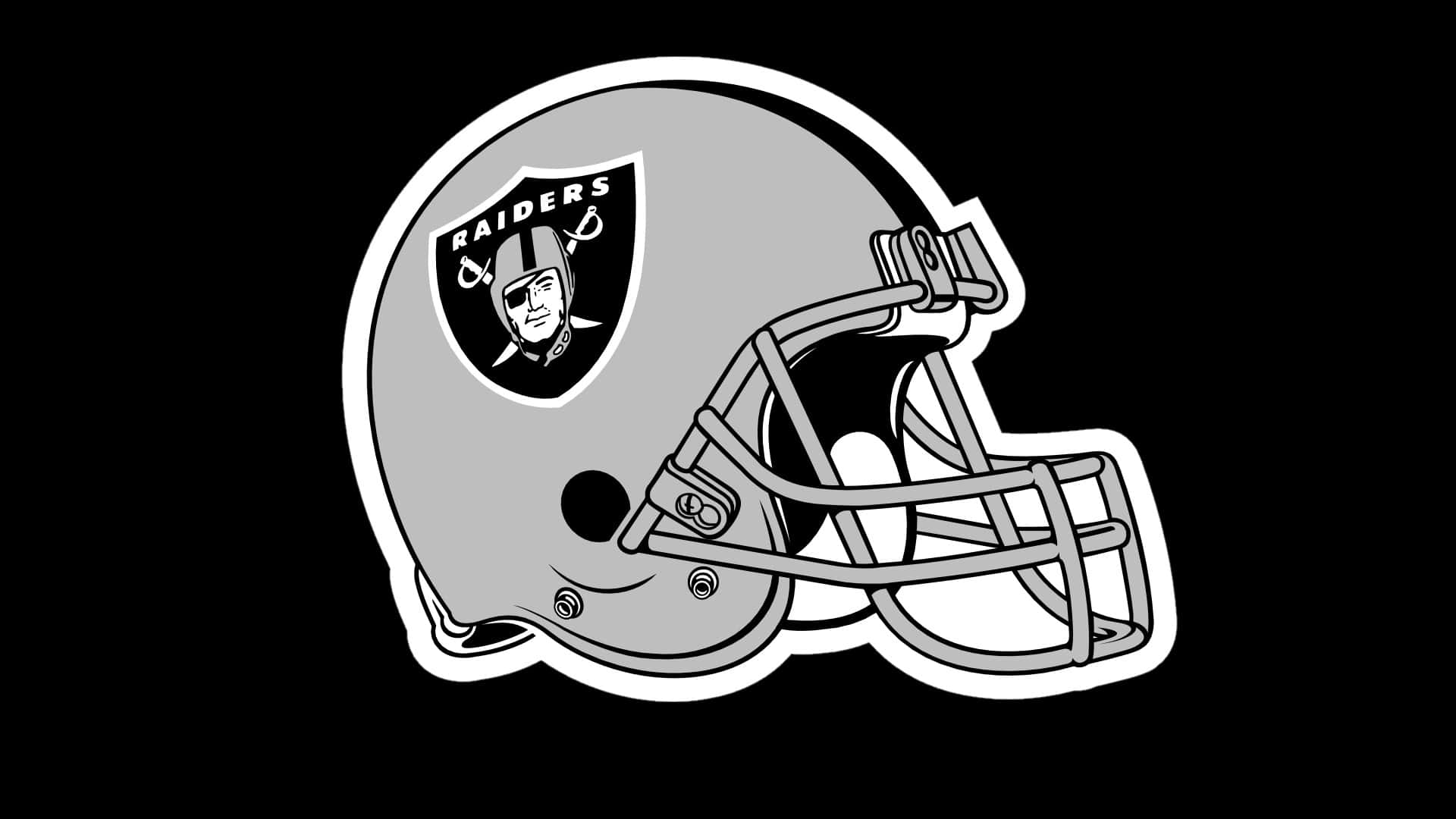 Oakland Raiders, silver, black and white logo, Full HD Desktop Wallpaper