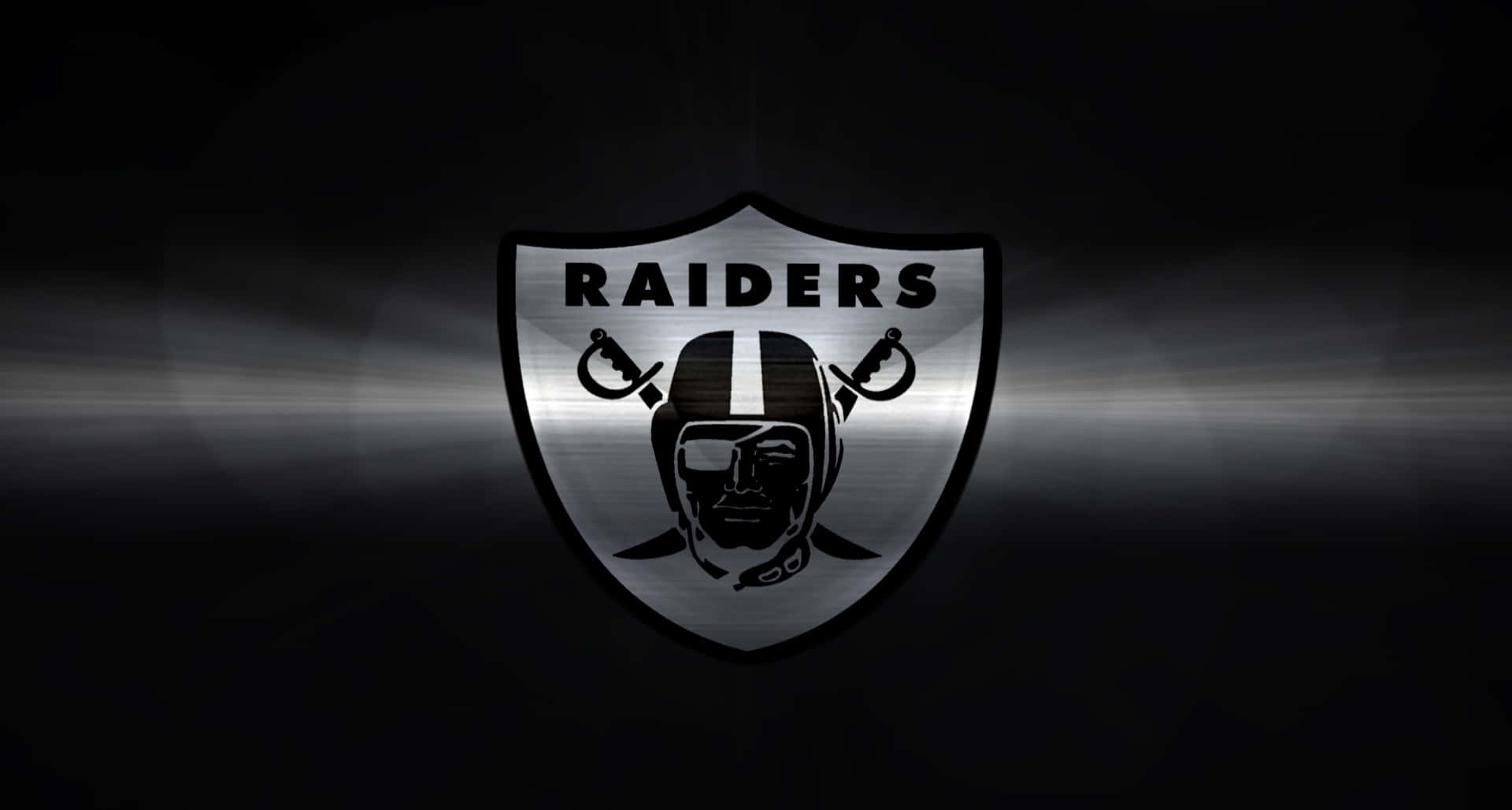 Raiders logo, metallic silver, dark background, Full HD Desktop Wallpaper