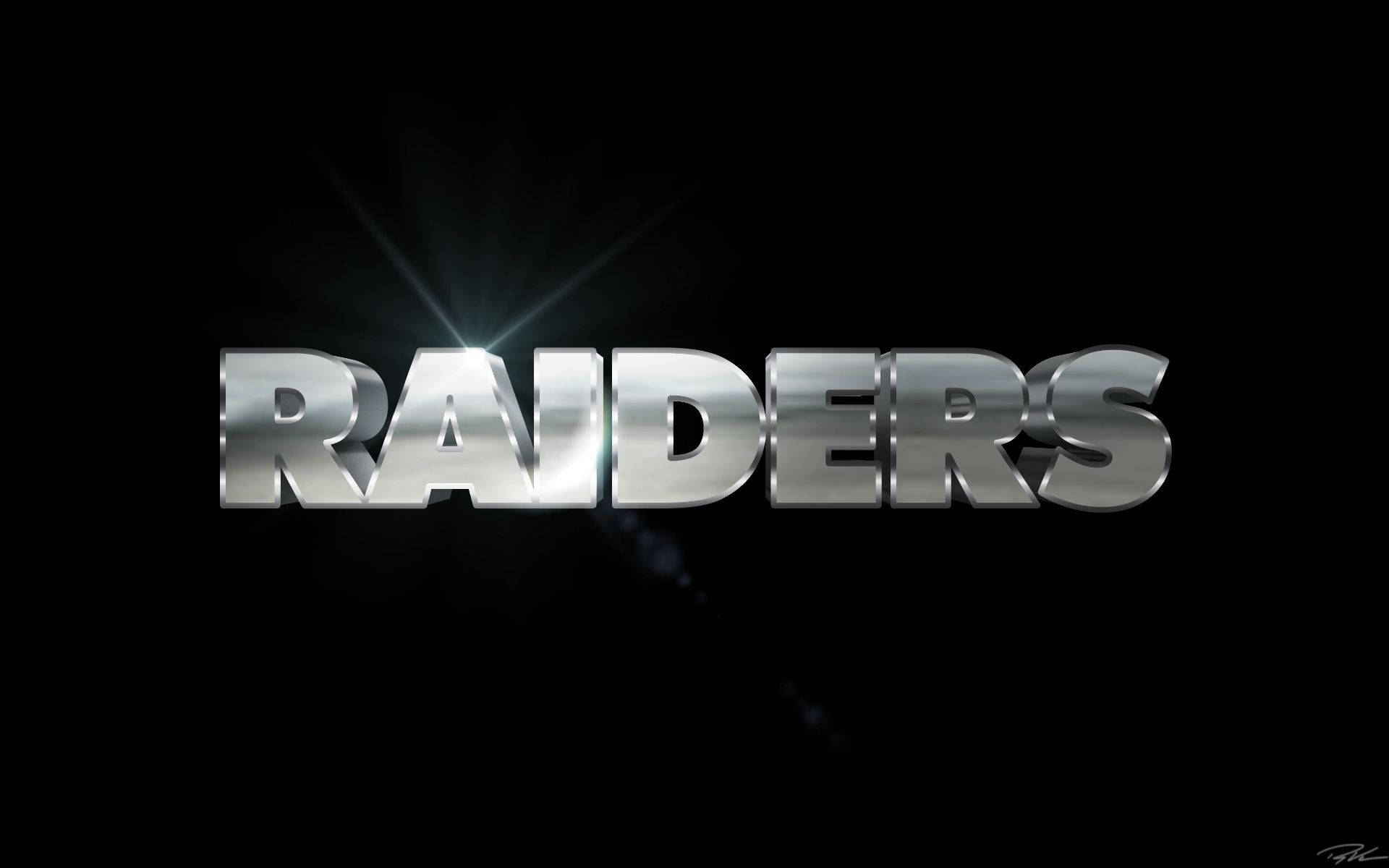 Oakland Raiders, silver metallic, 3D letters, Full HD Desktop Wallpaper