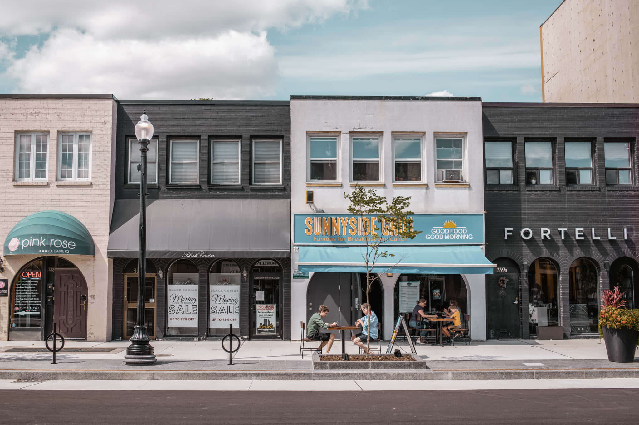 Oakville, downtown street, colorful storefronts, Full HD Desktop Wallpaper