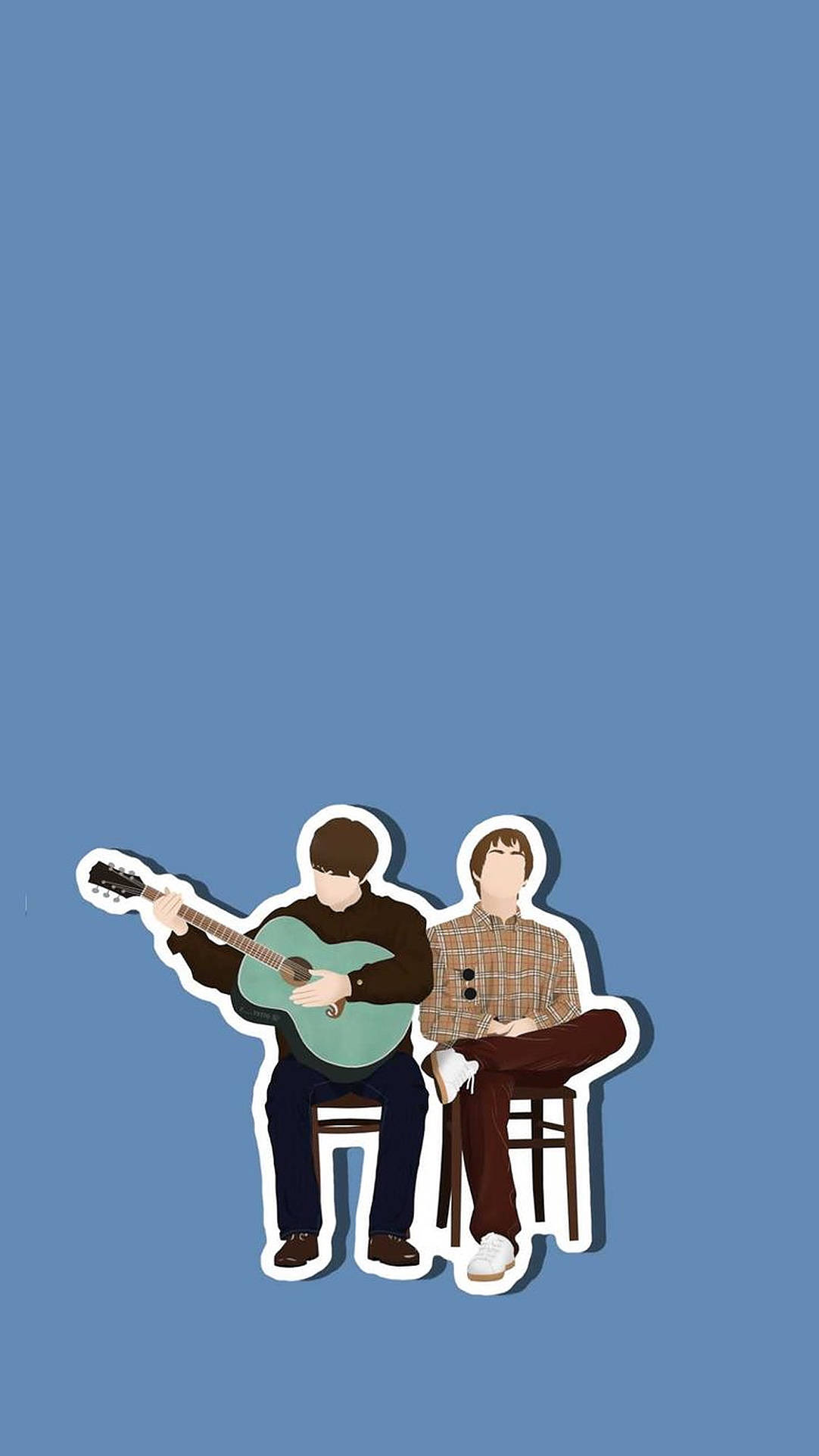 Oasis, teal guitar, solid blue background, Full HD Phone Wallpaper