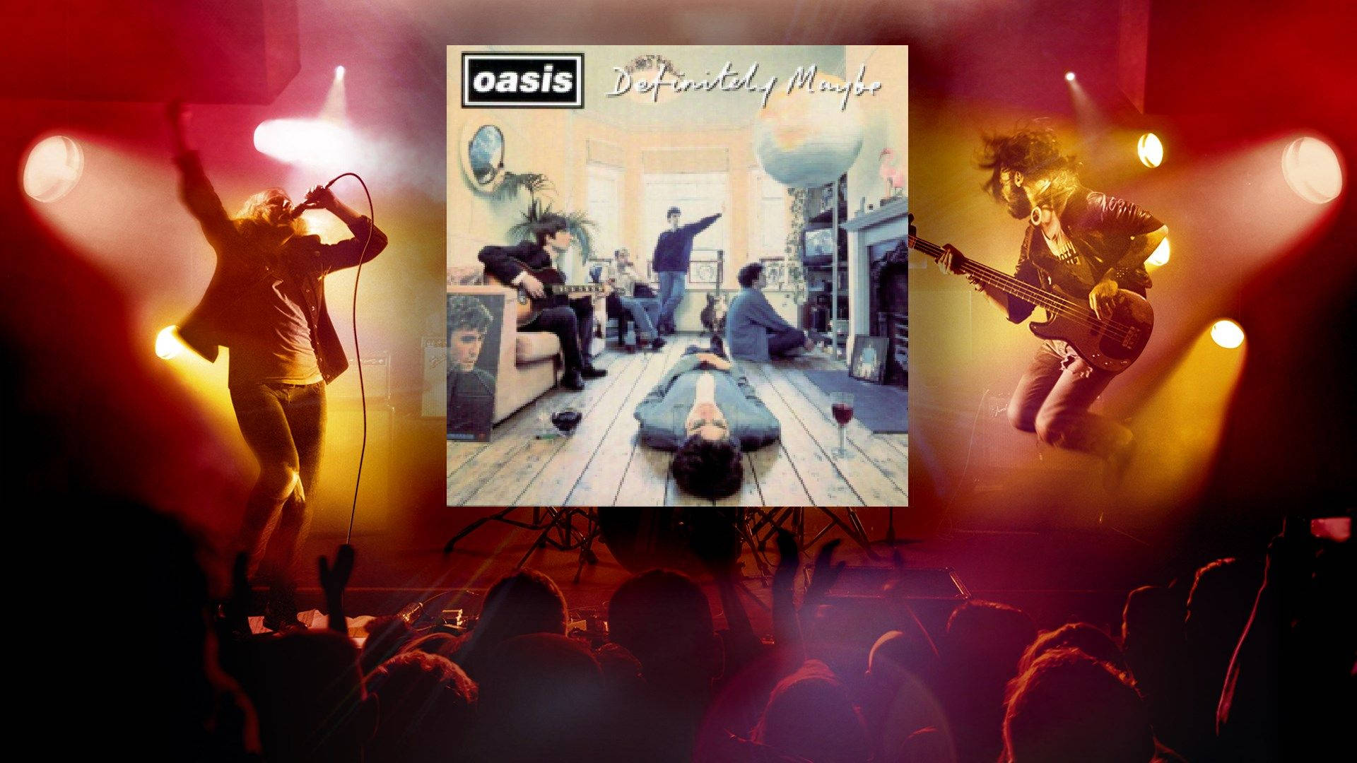 Oasis, album cover, live rock concert, Full HD Desktop Wallpaper