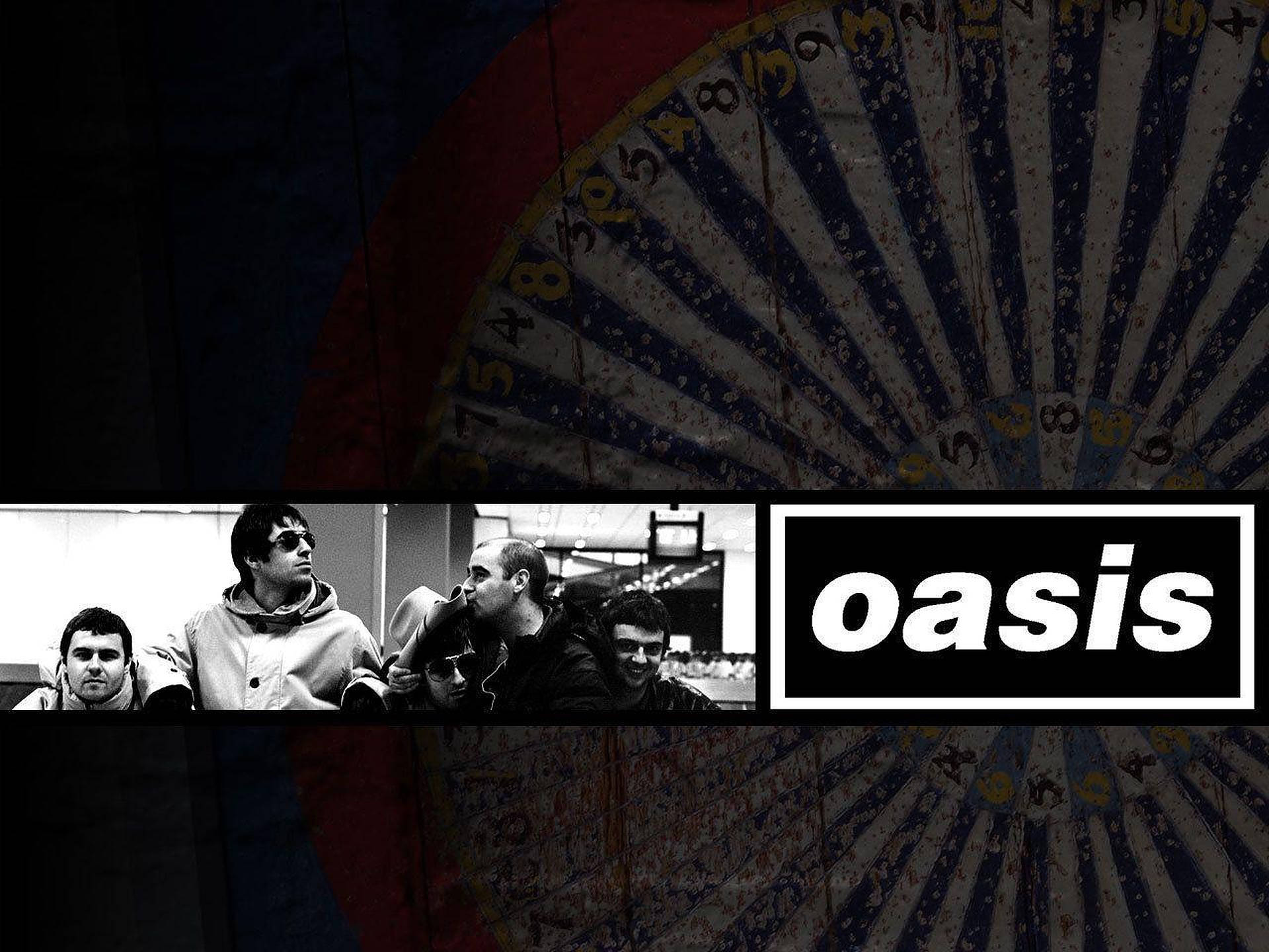 Oasis, black and white photo, four men, Full HD Desktop Wallpaper