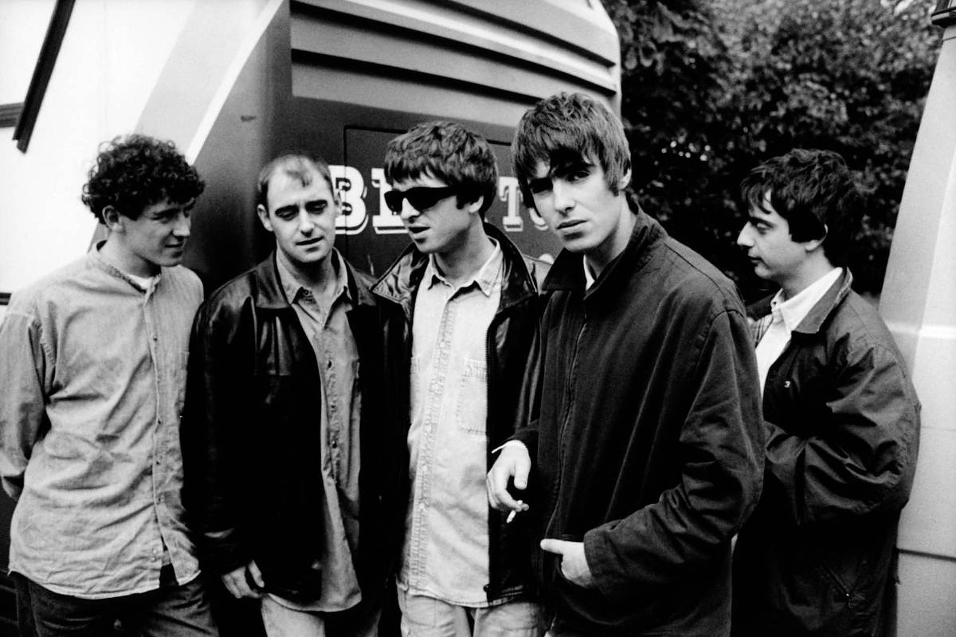 Oasis, band, black and white photo, Full HD Desktop Wallpaper